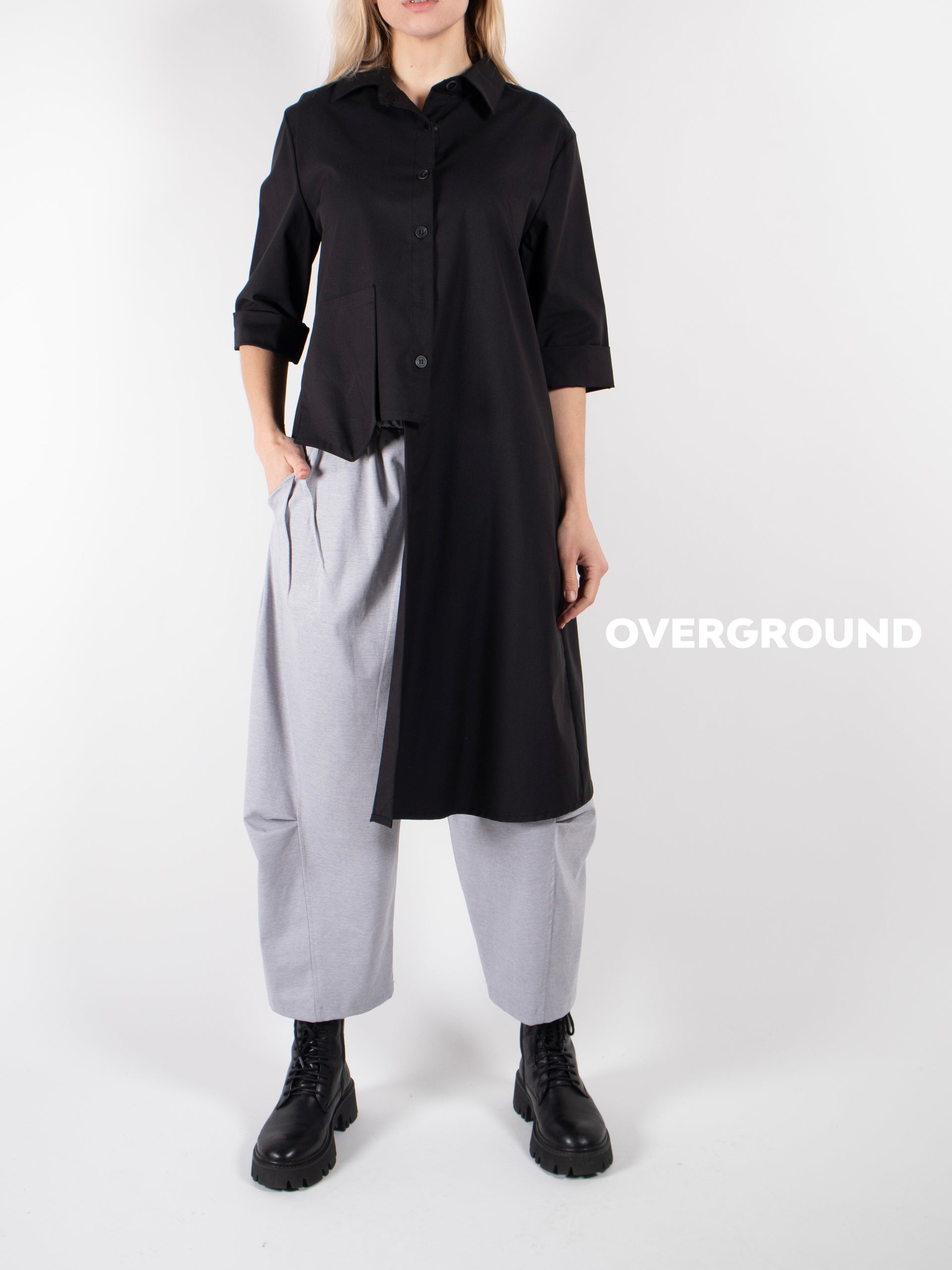 CAMICIA LUNGA ASIMMETRICA CON TASCONE LATERALE - OVERGROUND STORE