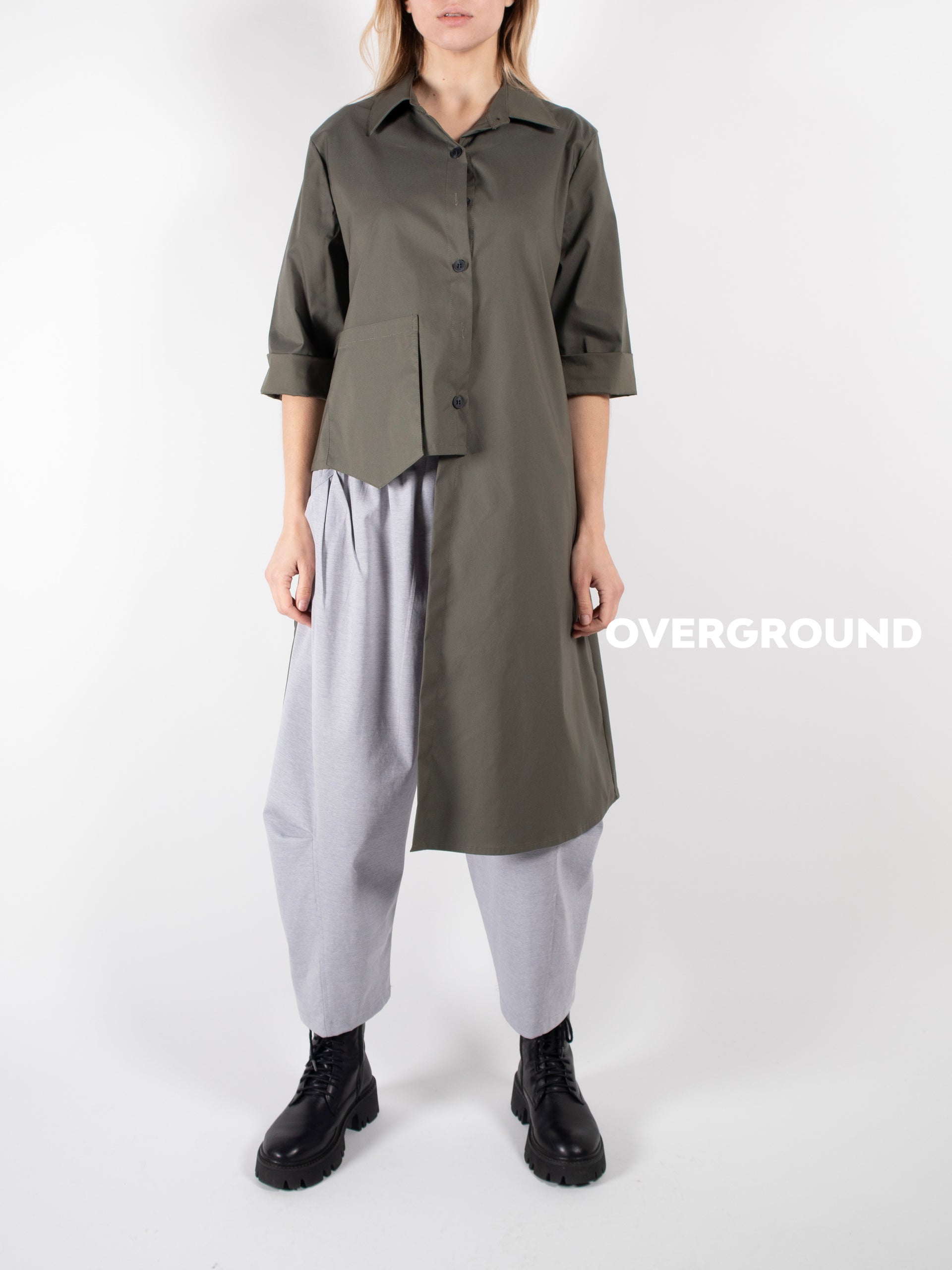 CAMICIA LUNGA ASIMMETRICA CON TASCONE LATERALE - OVERGROUND STORE