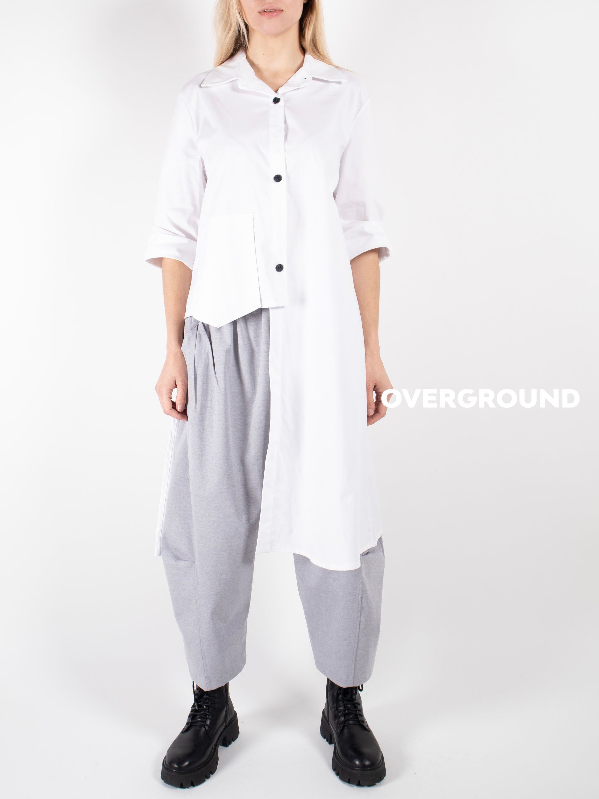 CAMICIA LUNGA ASIMMETRICA CON TASCONE LATERALE - OVERGROUND STORE