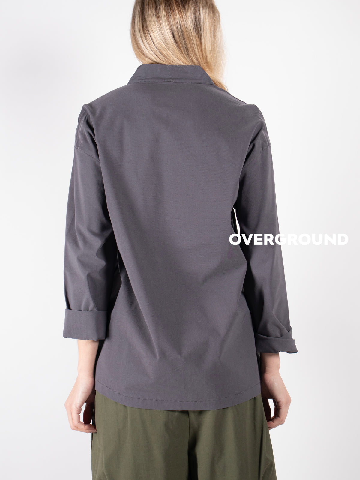 CAMICIA SCOLLO A V CON ABBOTTONATURA TRASVERSALE - OVERGROUND STORE