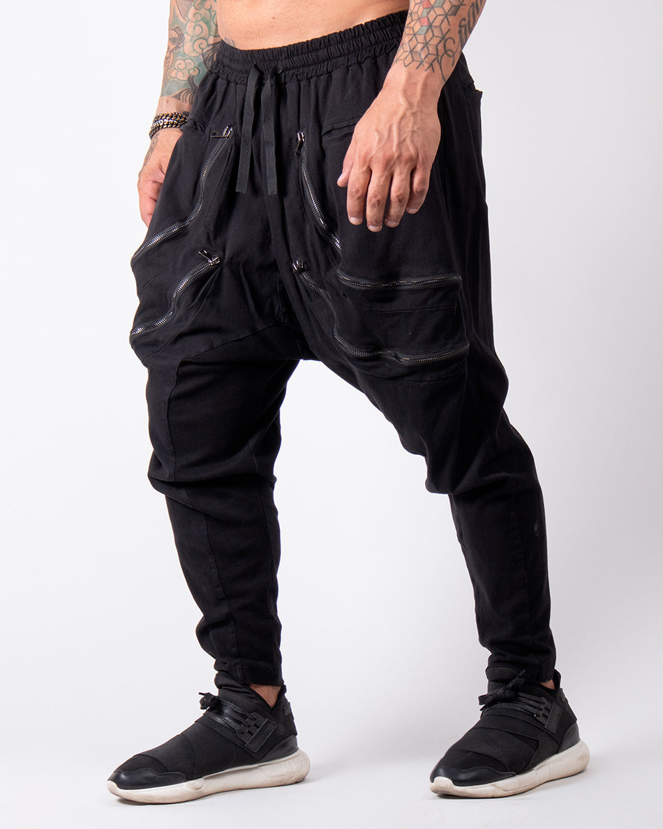 Pantalone cavallo basso con cerniere Z - OVERGROUND STORE