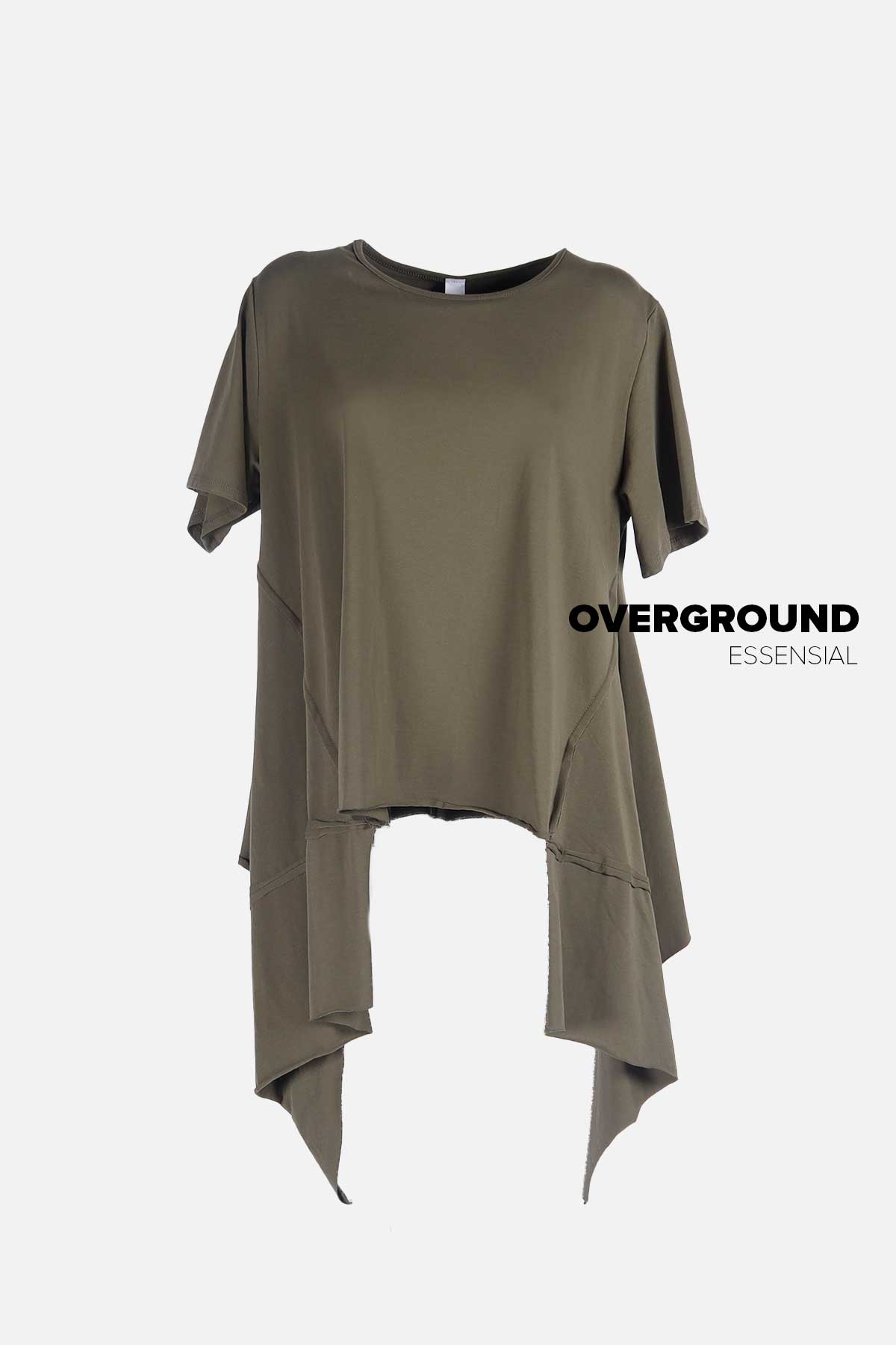 Maglia lunga asimmetrica con punte laterali con cuciture - OVERGROUND STORE