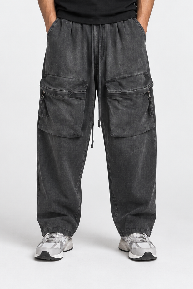 OVERSIZE TROUSERS WITH FRONT ZIP POCKETS