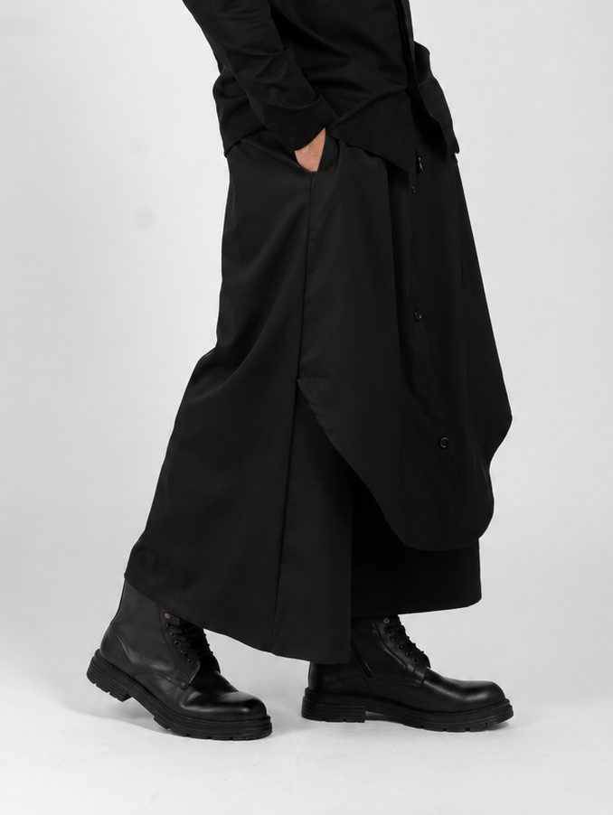 LOW-CROTCH TROUSERS WITH FRONT BUTTONS