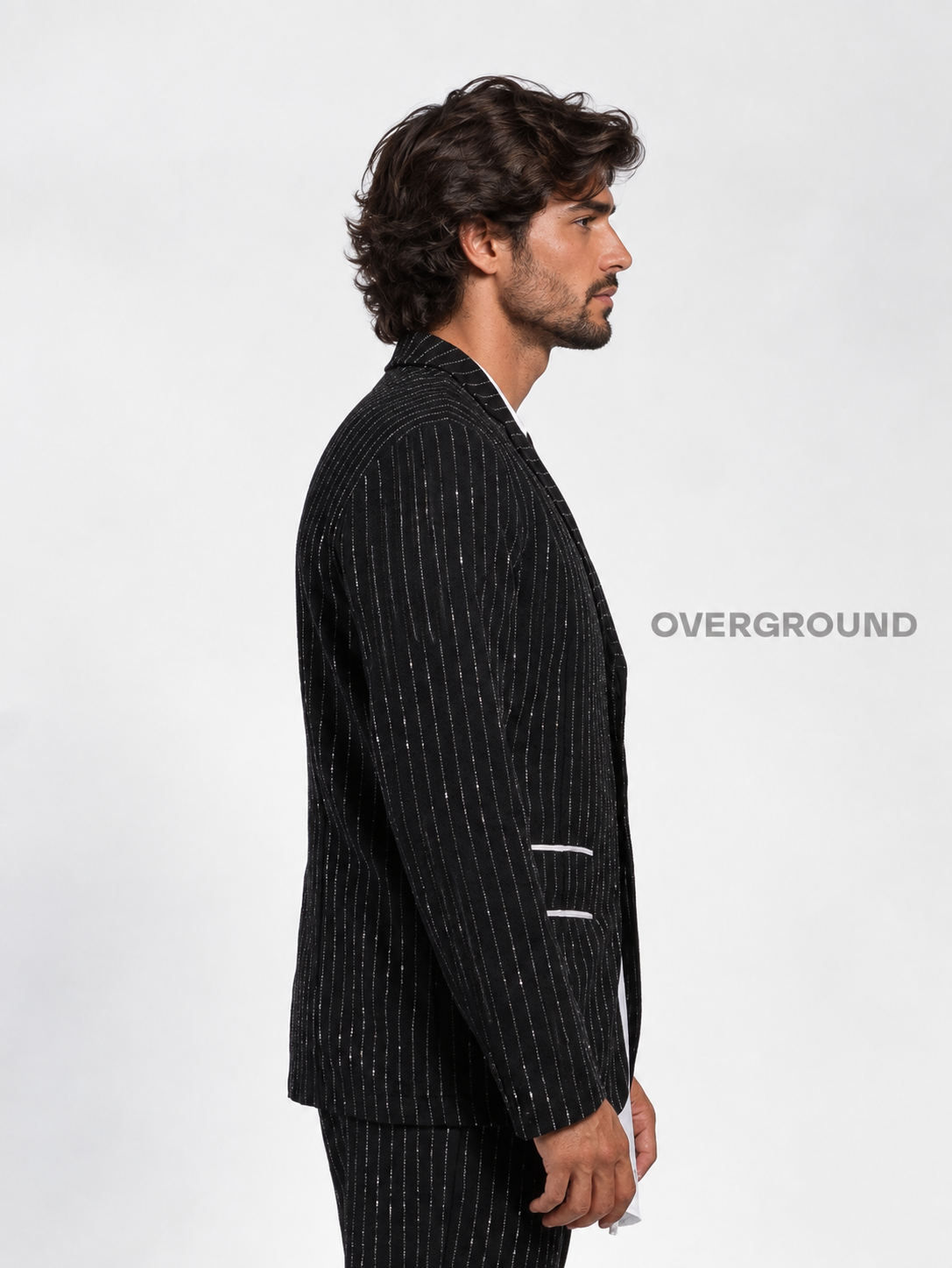 GIACCA COTONE GESSATA CON TASCHE DAVANTI