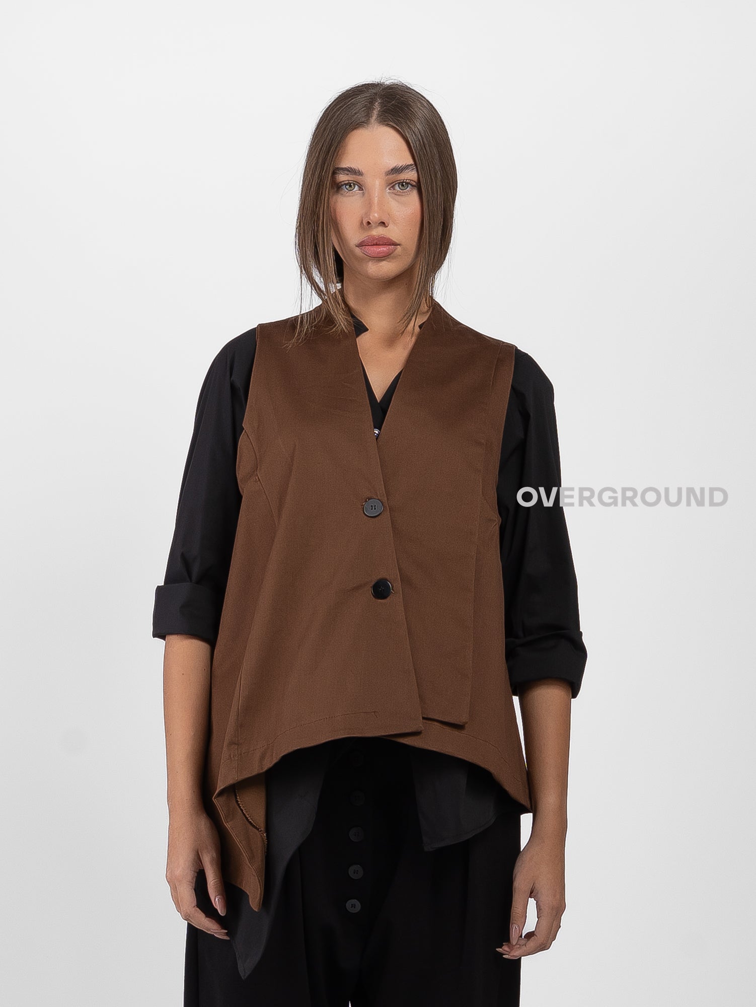 GILET OVER ASIMMETRICO CON PIEGA DAVANTI