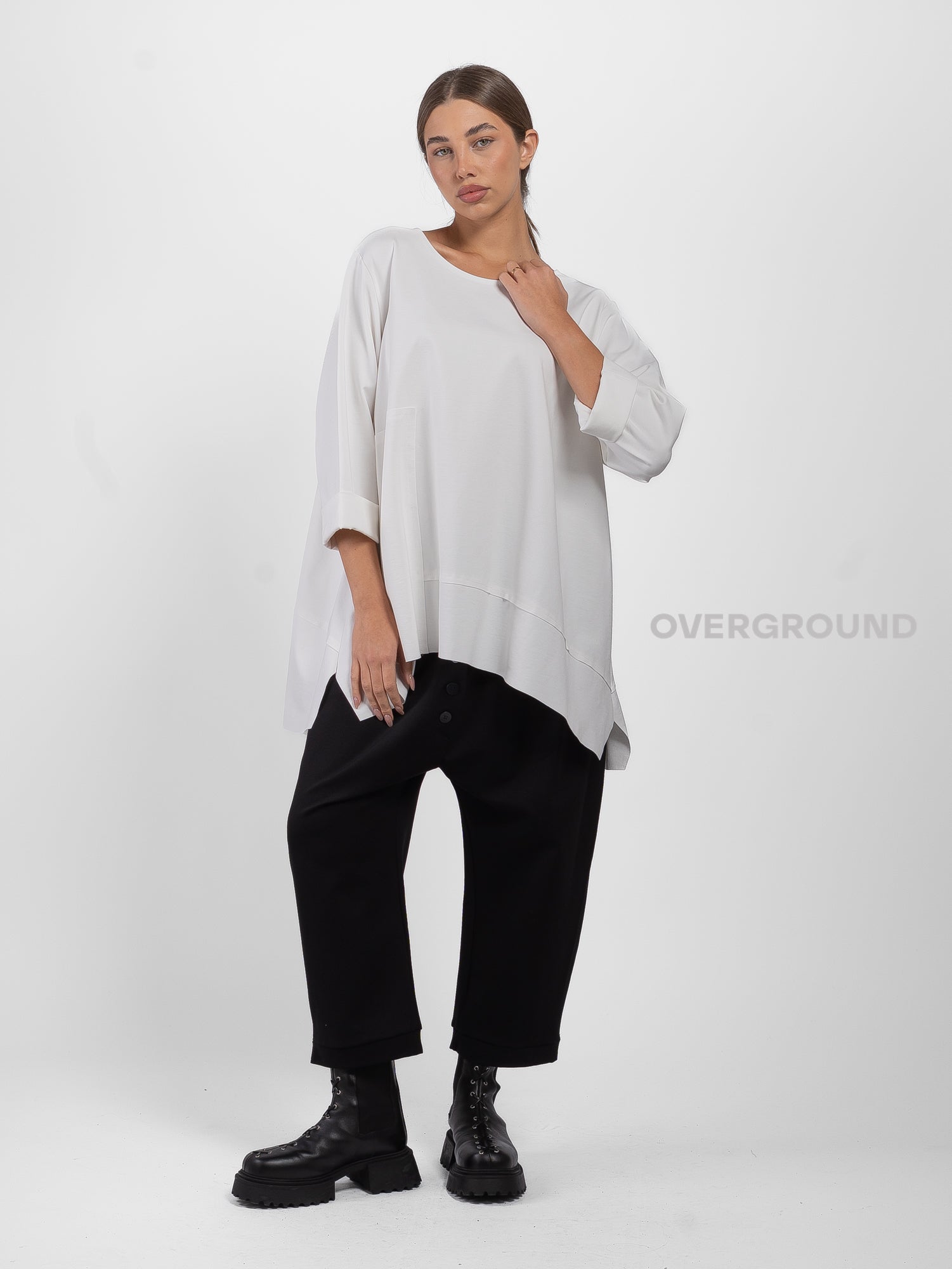 BLUSA LUNGA OVER CON CUCITURE DAVANTI E DIETRO - OVERGROUND STORE