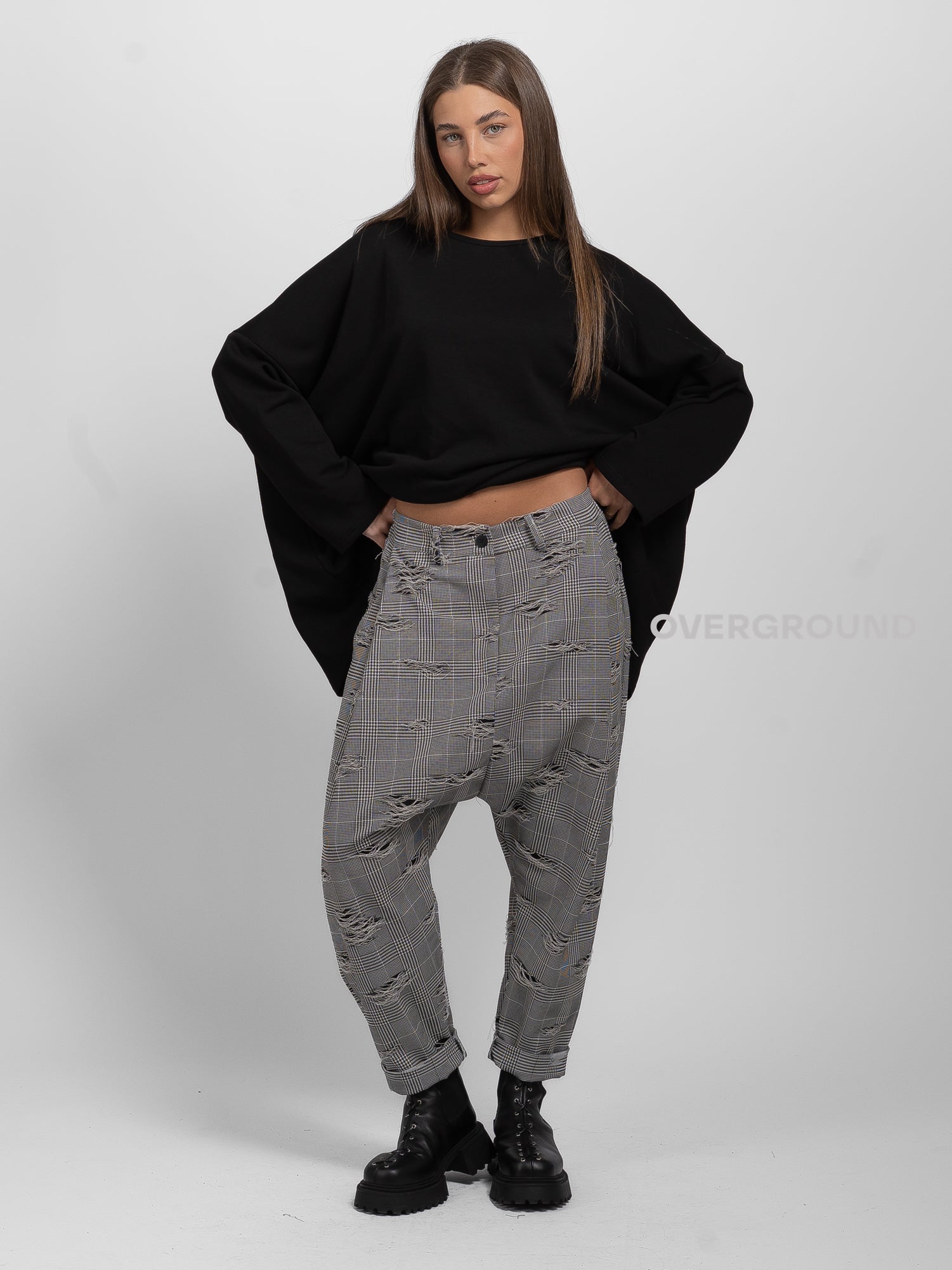 PANTALONE A CAVALLO BASSO TESSUTO LAVORATO - OVERGROUND STORE