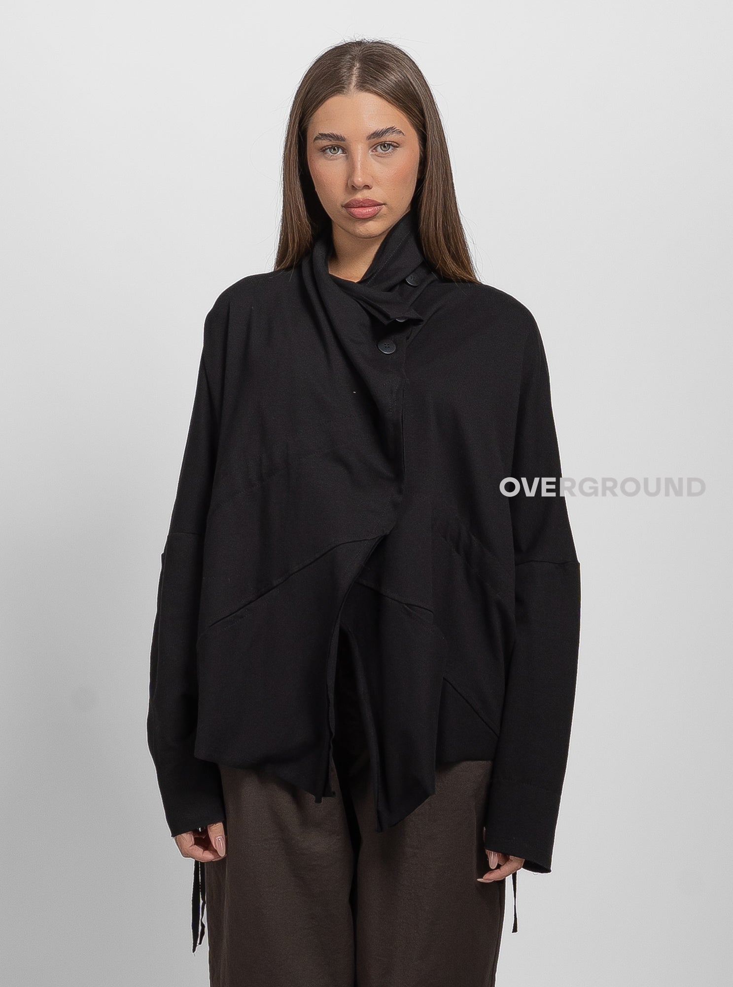 OVERSIZED DUSTER SWEATSHIRT WITH ASYMMETRIC BUTTONING