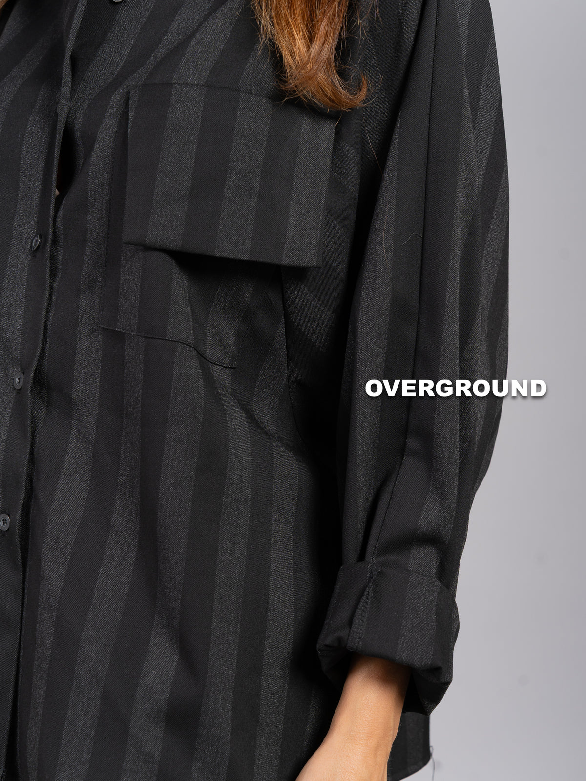 CAMICIA OVER GESSATA CON TASCONI FRONTALI