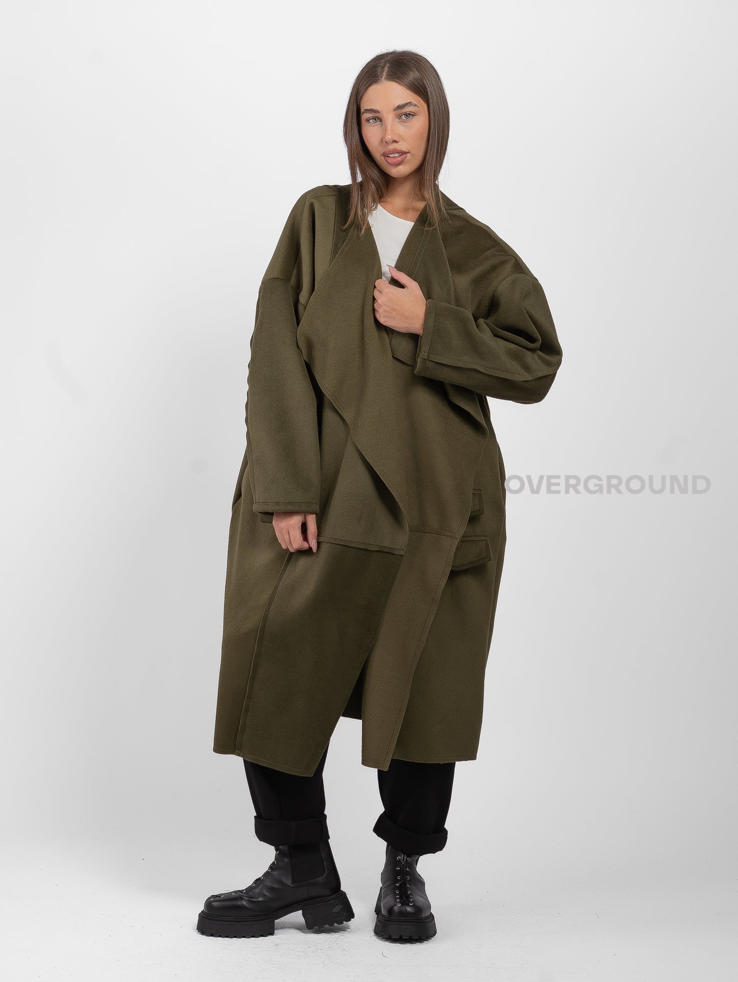 SHAWL DUSTER COAT WITH FRONT FLAP