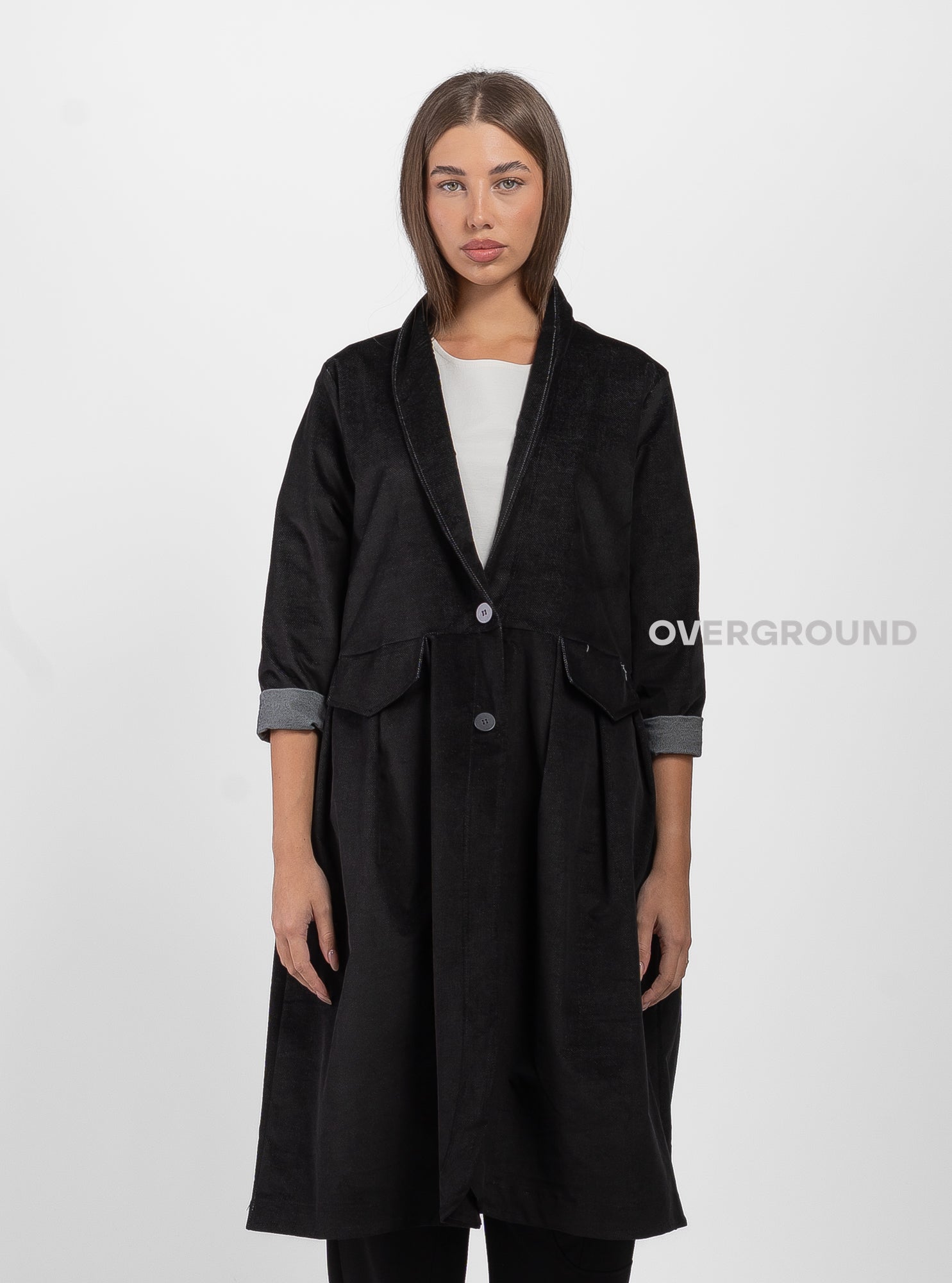 OVERSIZED DUSTER COAT WITH FRONT FLAP