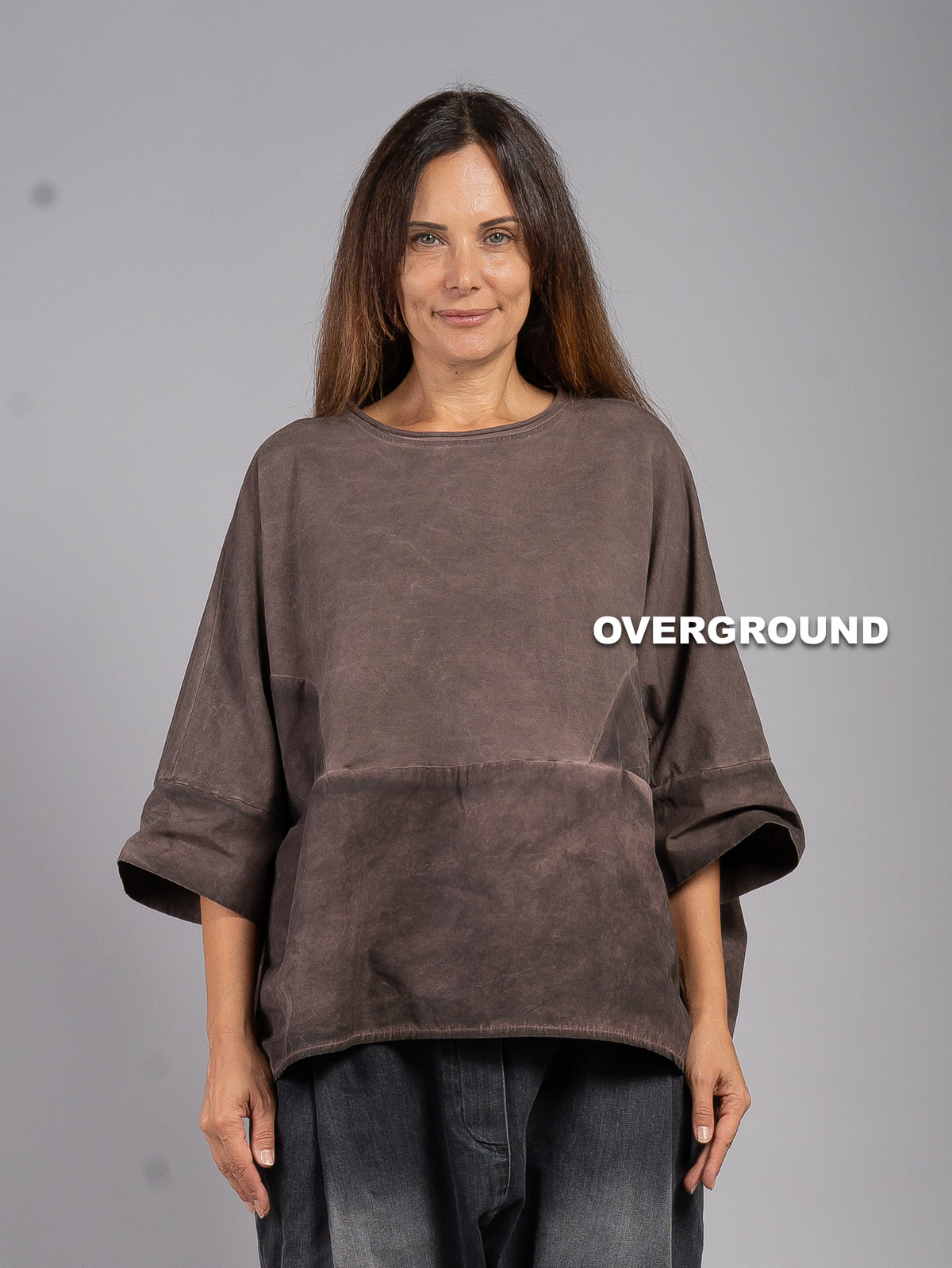 MAGLIA OVER DOPPIO TESSUTO CON TASCHE DAVANTI