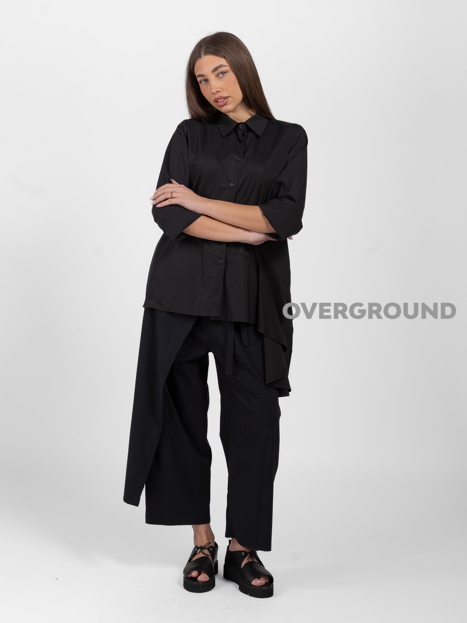CAMICIA OVER CON BALZA LUNGA LATERALE - OVERGROUND STORE