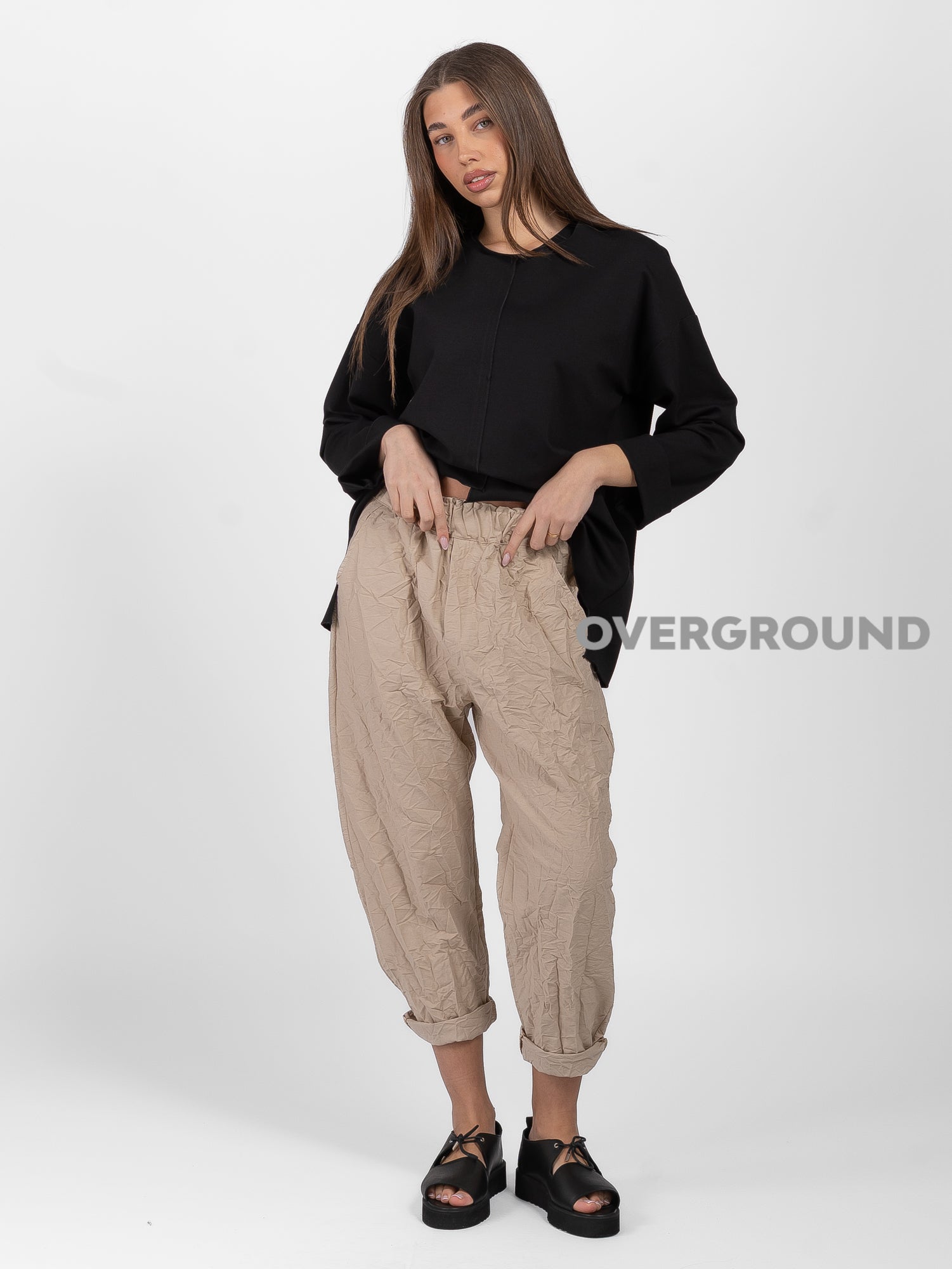 PANTALONE OVER CON TESSUTO PIEGHETTATO - OVERGROUND STORE