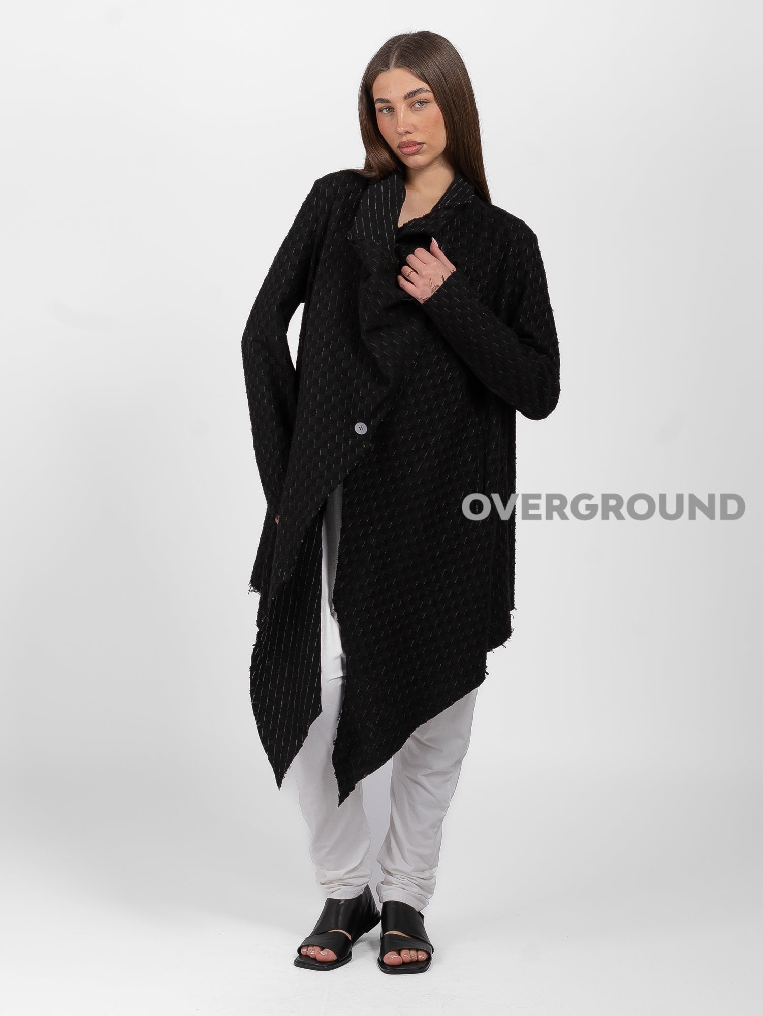 SPOLVERINO OVER ASIMMETRICO TESSUTO LAVORATO - OVERGROUND STORE