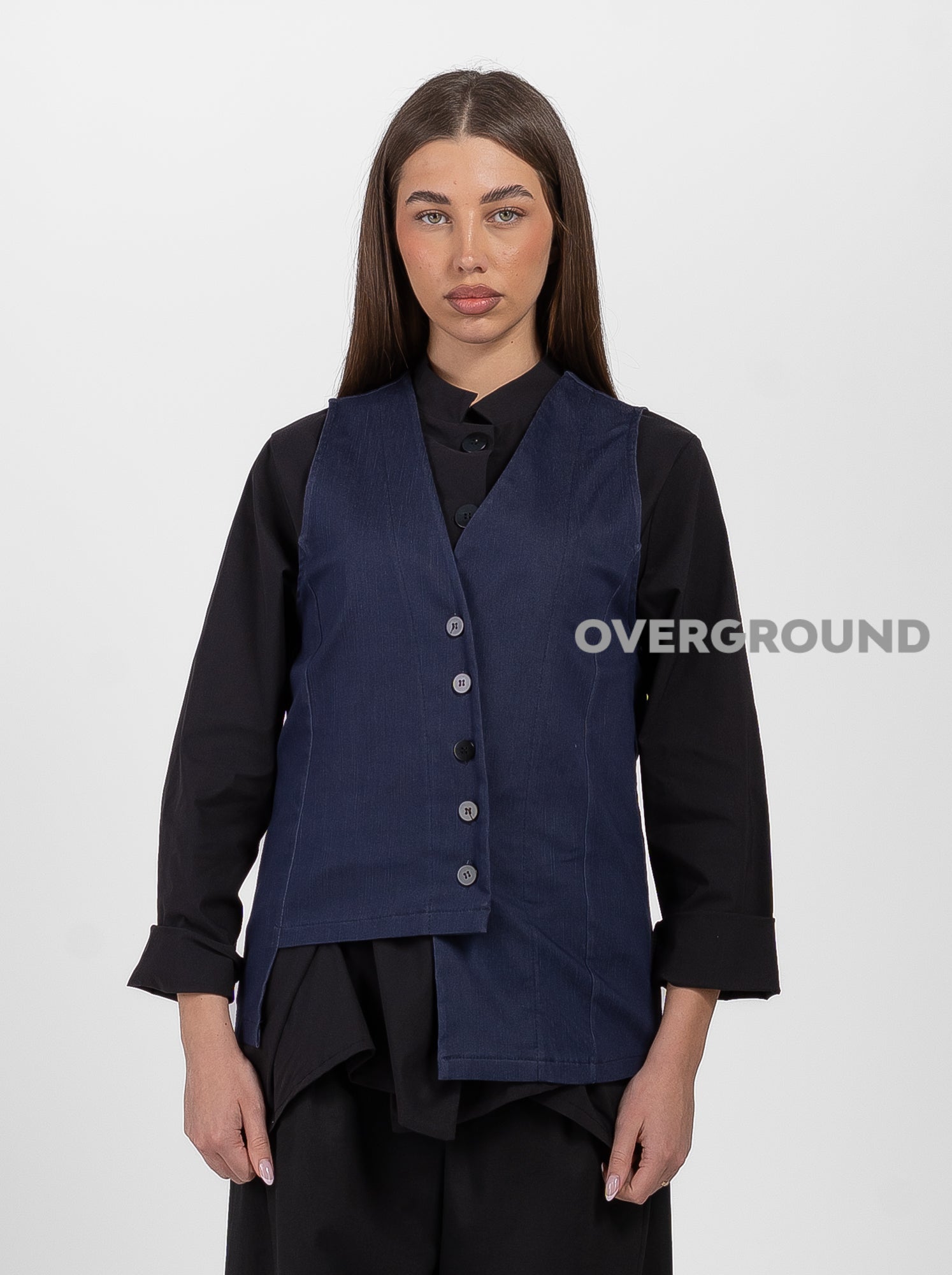 GILET EFETTO JEANS OVER ASIMMETRICO - OVERGROUND STORE