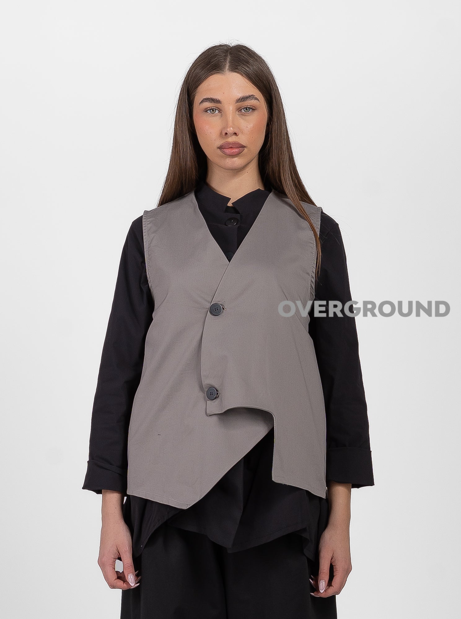 GILET OVER ASIMMETRICO DUE BOTTONI - OVERGROUND STORE