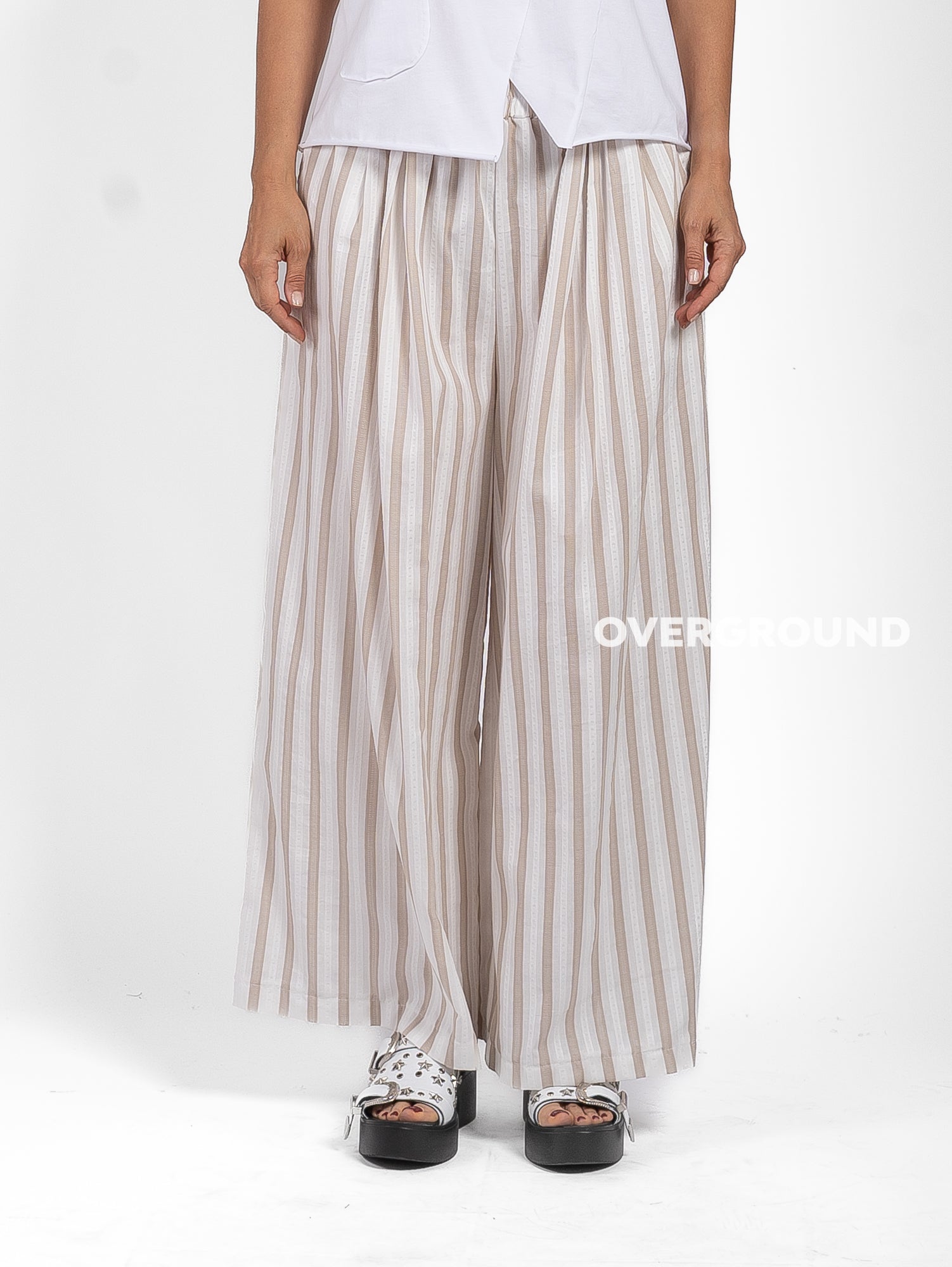 PANTALONE OVER RIGATO GAMBULE LARGO