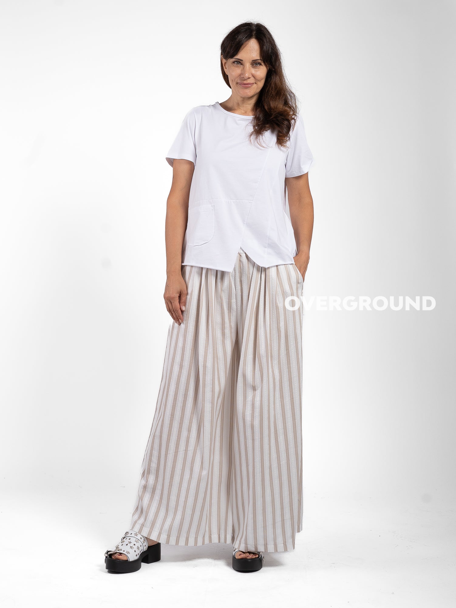 PANTALONE OVER RIGATO GAMBULE LARGO