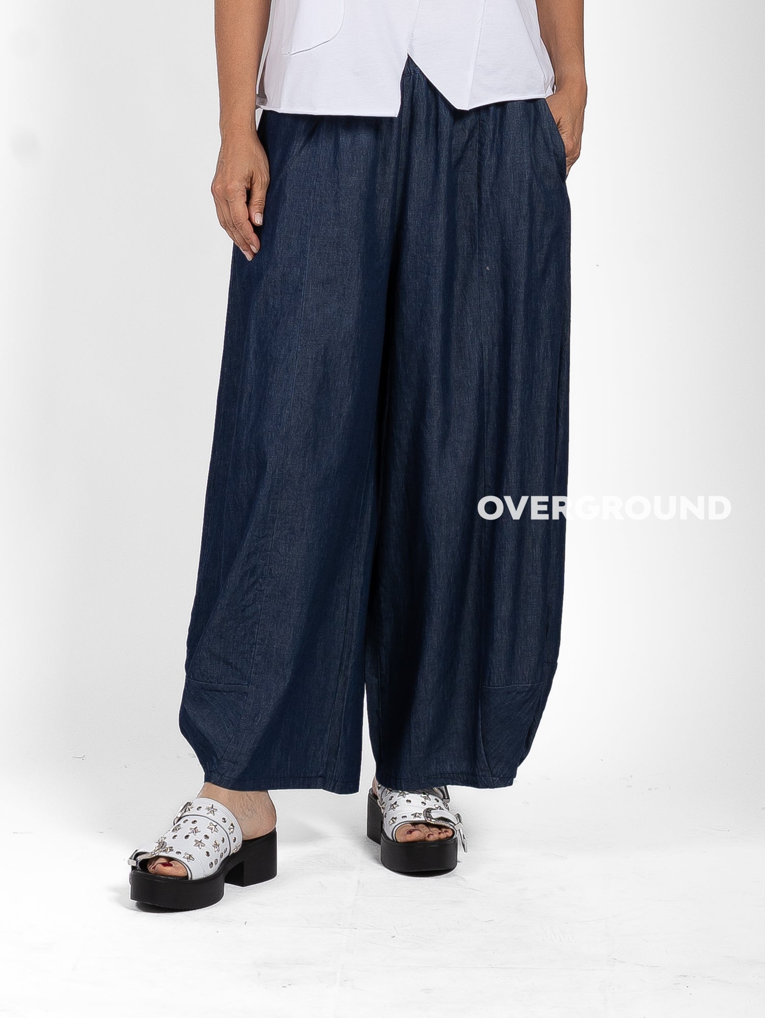 PANTALONE EFFETTO JEANS LEGGERO GAMBULE OVER