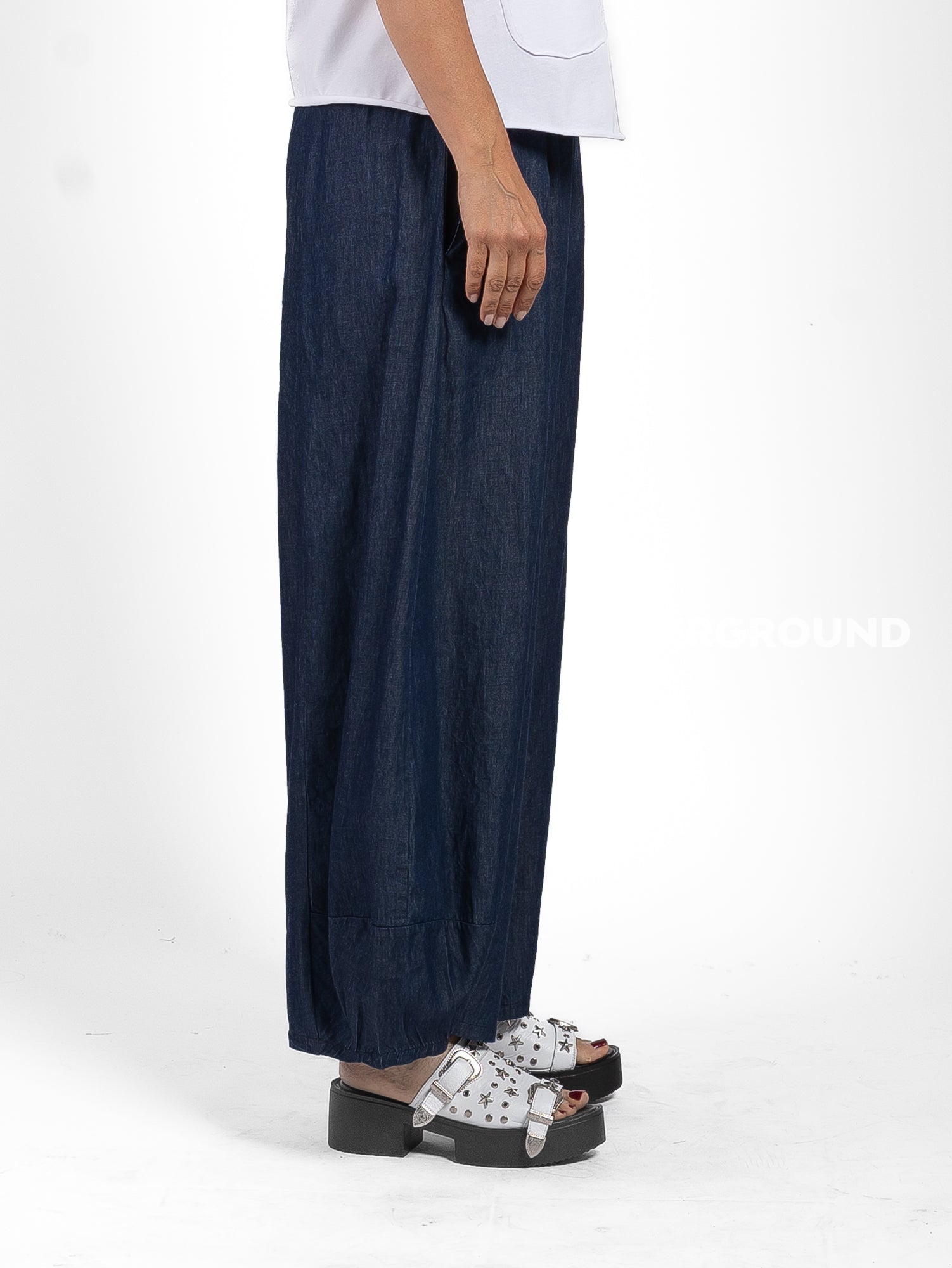 PANTALONE EFFETTO JEANS LEGGERO GAMBULE OVER