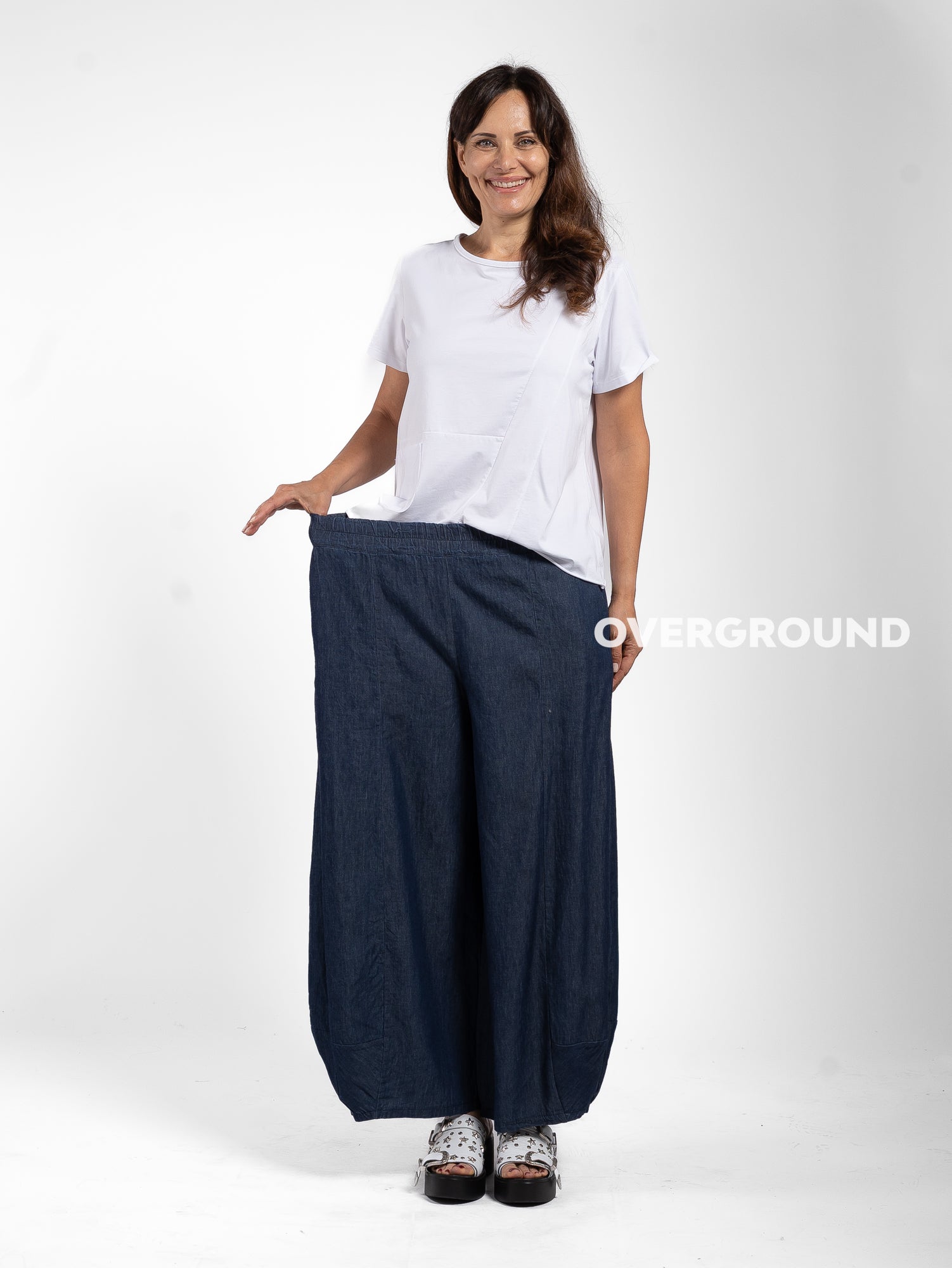 PANTALONE EFFETTO JEANS LEGGERO GAMBULE OVER