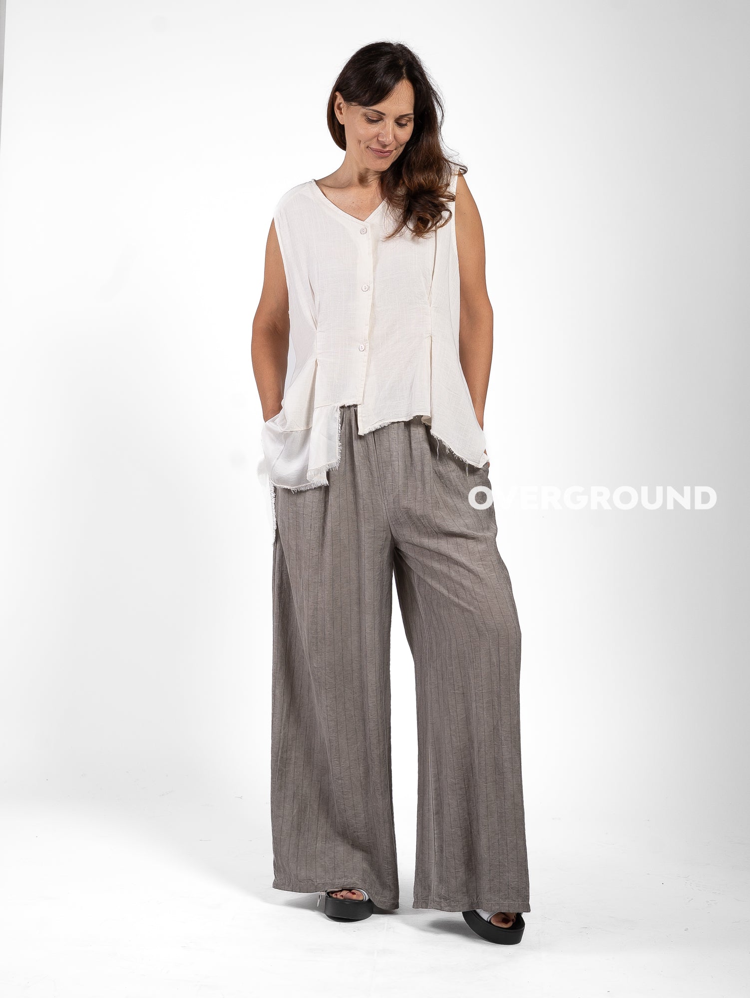 PANTALONE OVER GAMBULE LARGO RIGATO