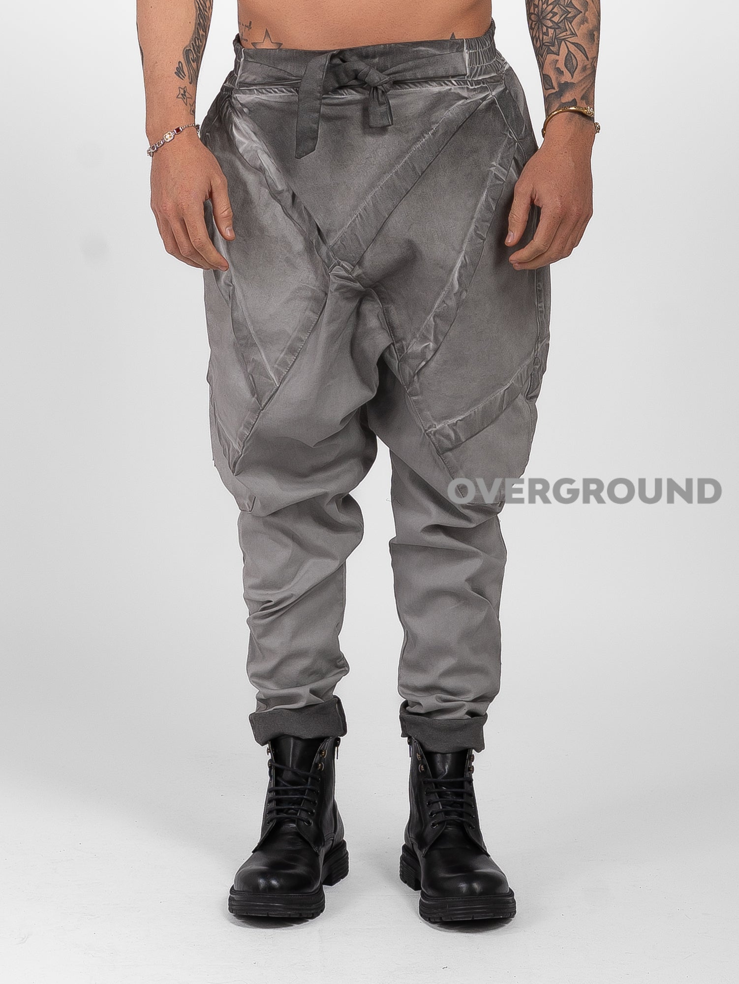 PANTALONE CAVALLO BASSO CON CHIUSURA LACCI E CUCITURE DAVANTI - OVERGROUND STORE