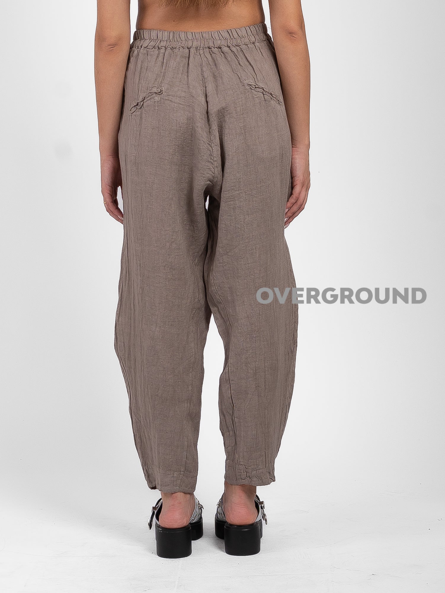 PANTALONE OVER LINO CON CUCITURE DAVANTI