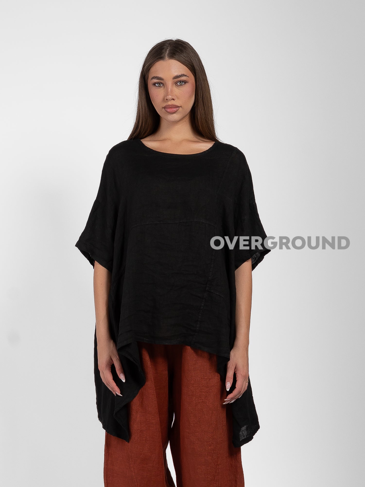 OVERSIZED LINEN BLOUSE WITH SIDE POINTS