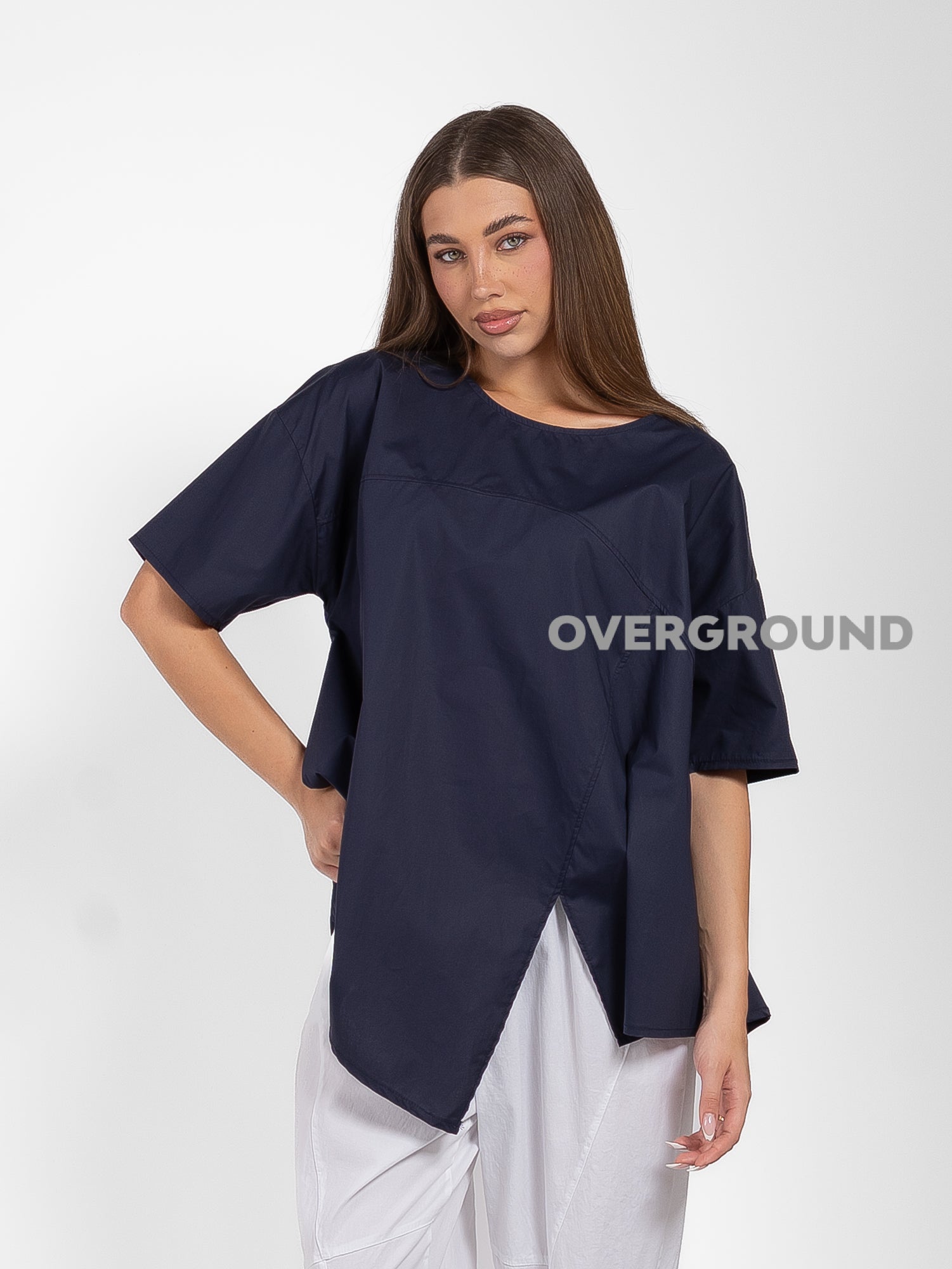 BLUSA OVER CON SPACCO DAVANTI