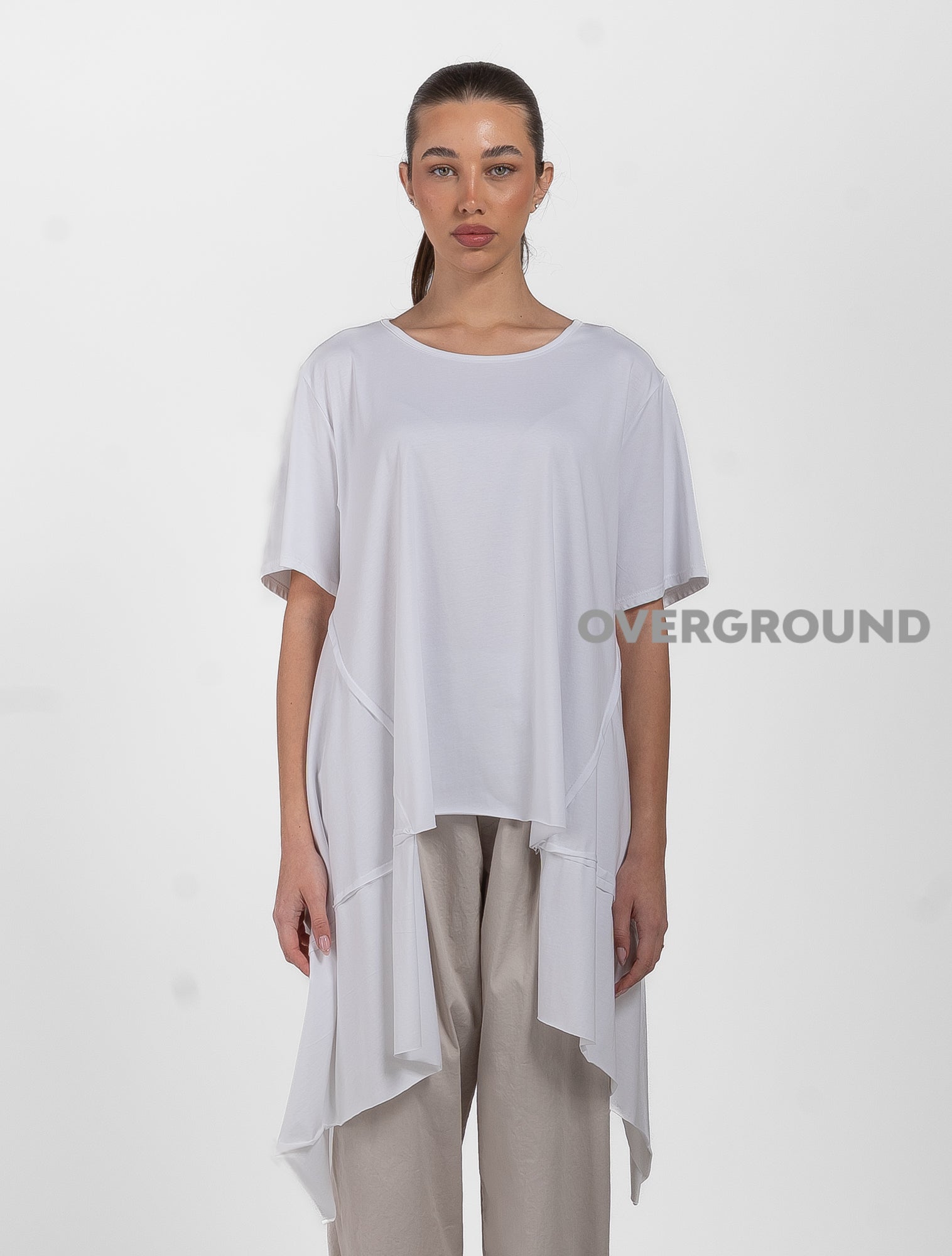 MAGLIA LUNGA ASIMMETRICA CON PUNTE LATERALI E CUCITURE - OVERGROUND STORE