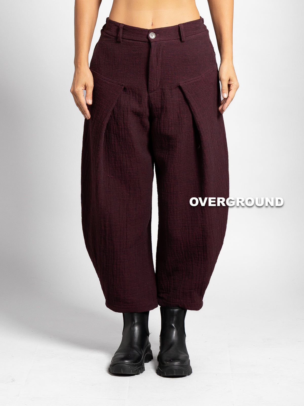 PANTALONE OVER TESSUTO LAVORATO CON PENS E CUCITURA SUL GAMBULE - OVERGROUND STORE