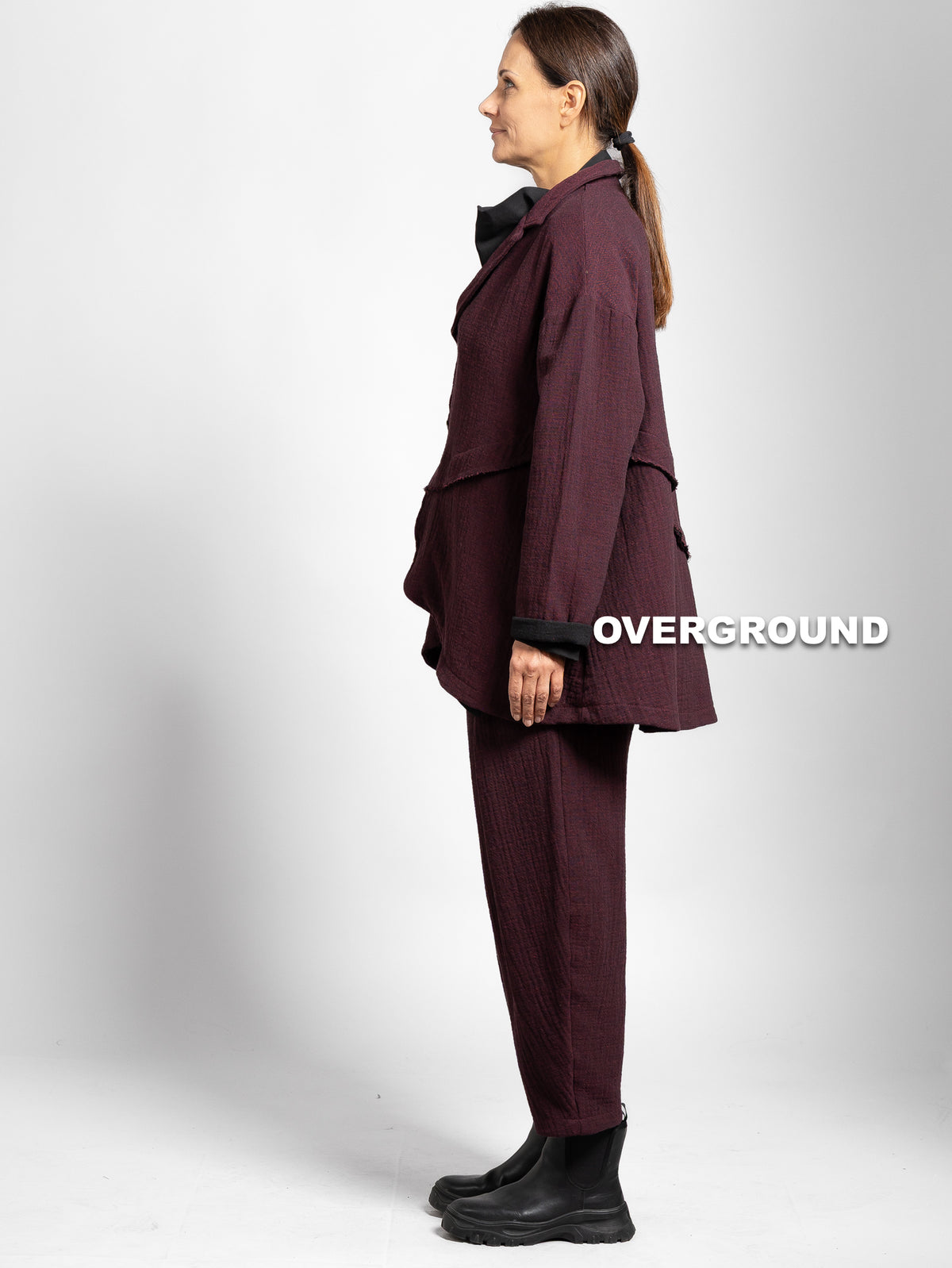 GIACCA OVER CHIUSURA ASIMMETRICA TESSUTO LAVORATO - OVERGROUND STORE