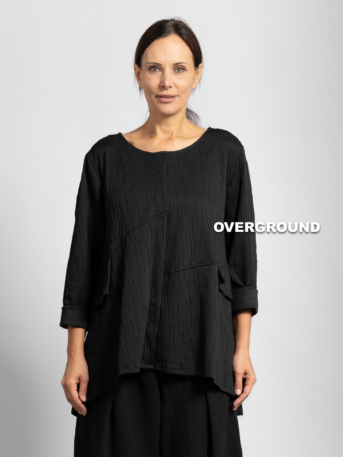 BLUSA OVER TESSUTO LAVORATO CON CUCITURE ASIMMETRICHE - OVERGROUND STORE
