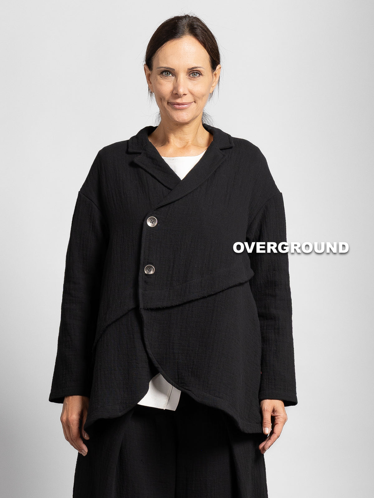 GIACCA OVER CHIUSURA ASIMMETRICA TESSUTO LAVORATO - OVERGROUND STORE