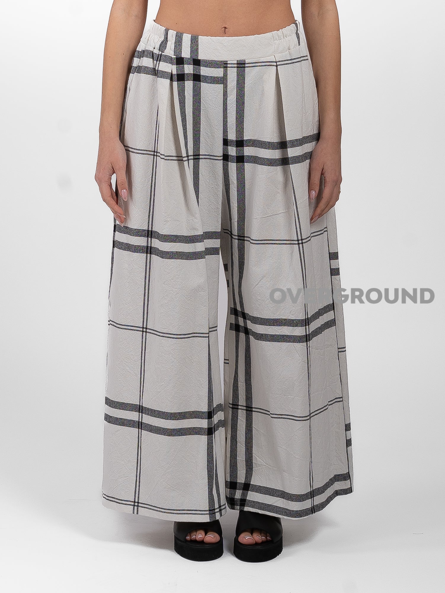 PANTALONE GAMBULE LARGO CON FANTASIA A QUADRI - OVERGROUND STORE