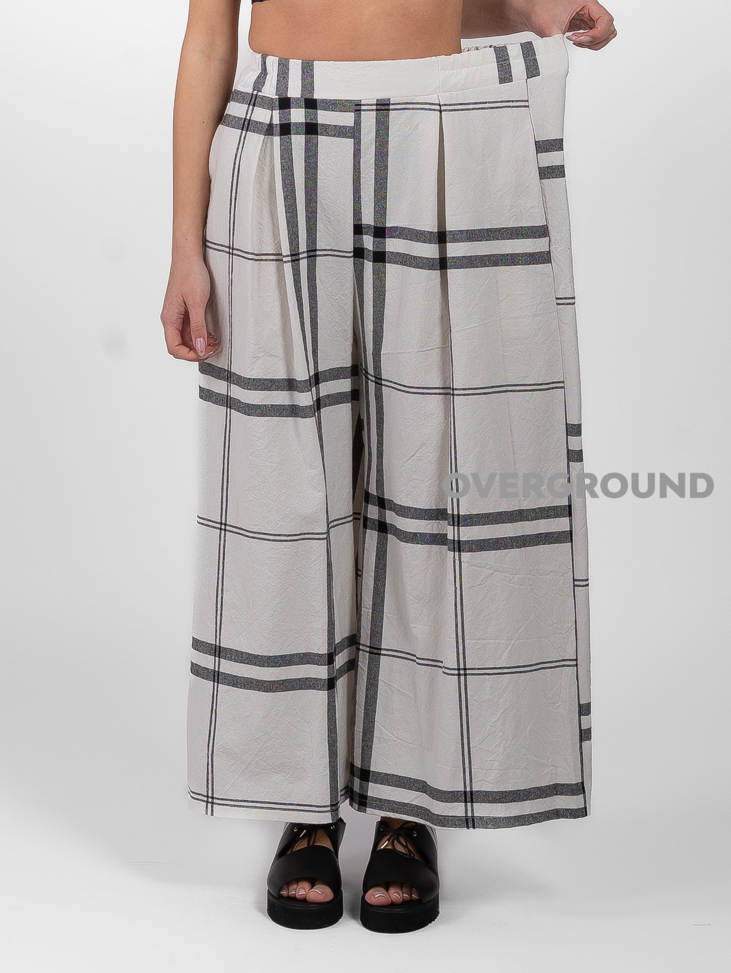 PANTALONE GAMBULE LARGO CON FANTASIA A QUADRI - OVERGROUND STORE