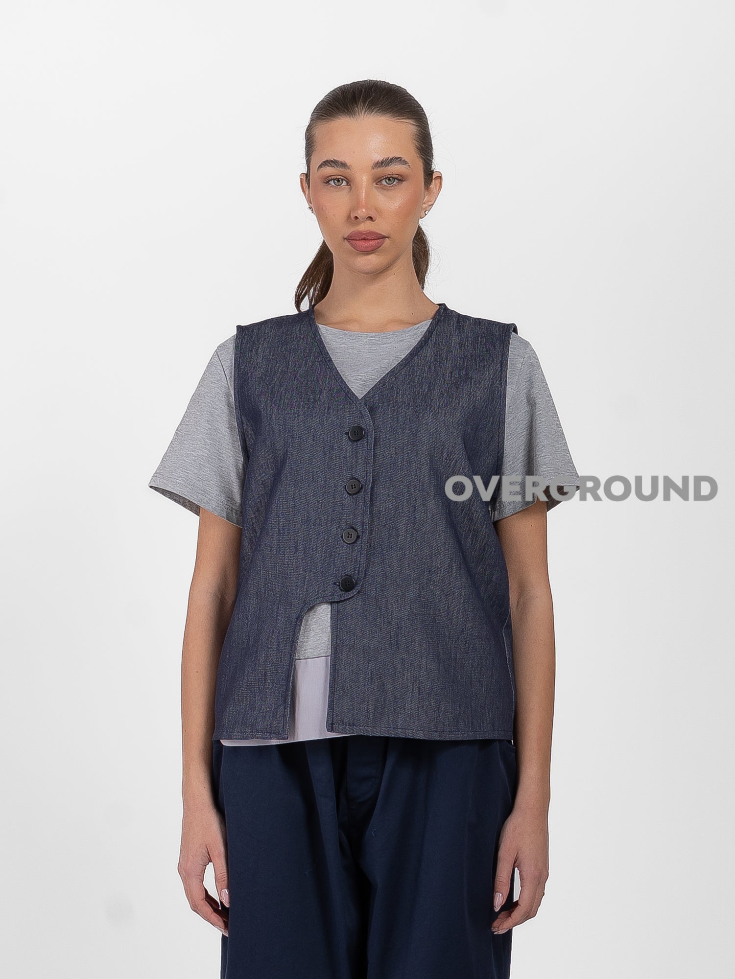 GILET JEANS CHIUSURA ASIMMETRICA - OVERGROUND STORE