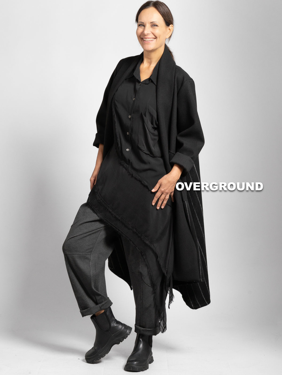 SPOLVERINO OVER A RIGHE CON TASCHE FRONTALI DOPPIO TESSUTO - OVERGROUND STORE