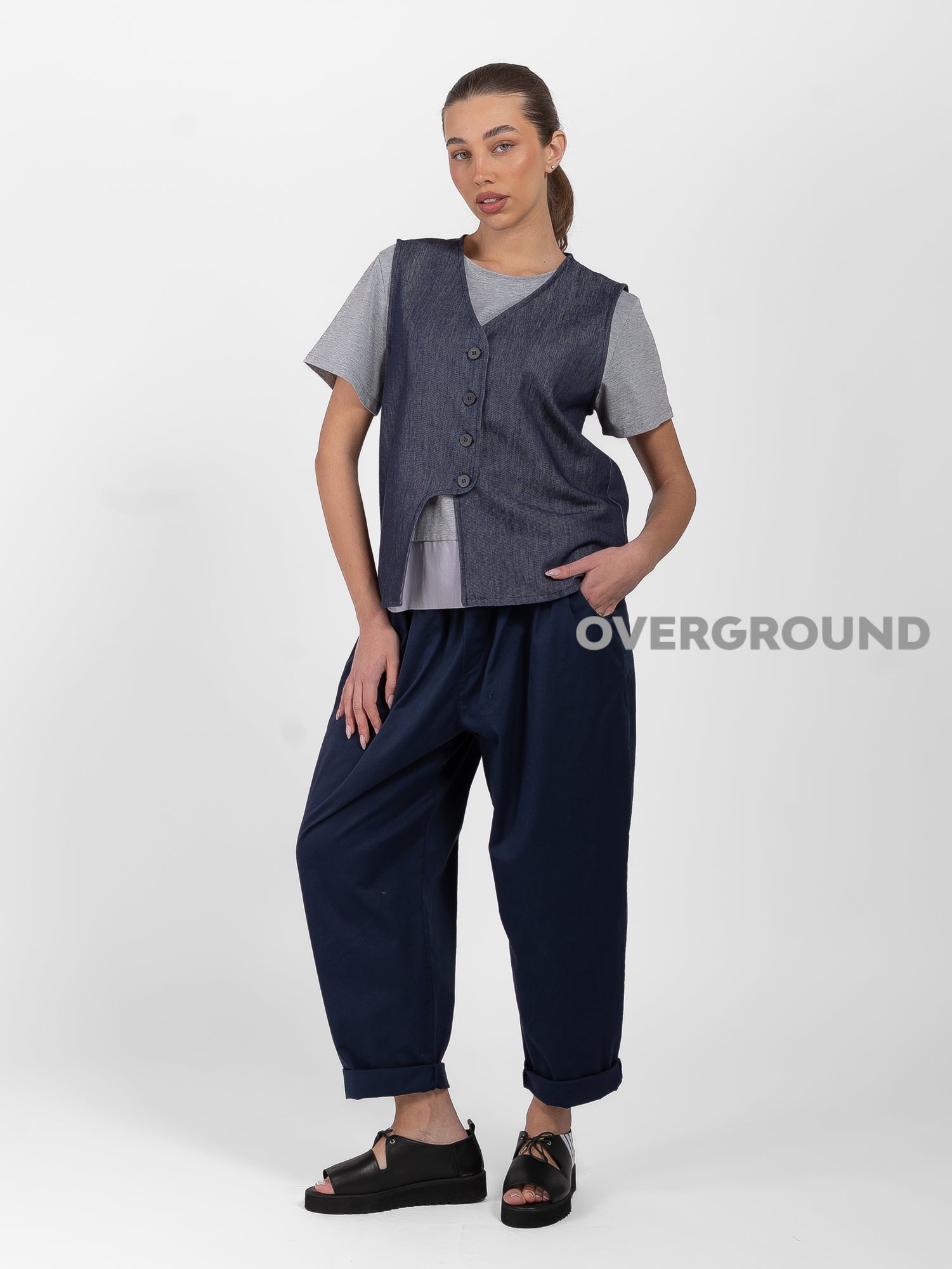 GILET JEANS CHIUSURA ASIMMETRICA - OVERGROUND STORE