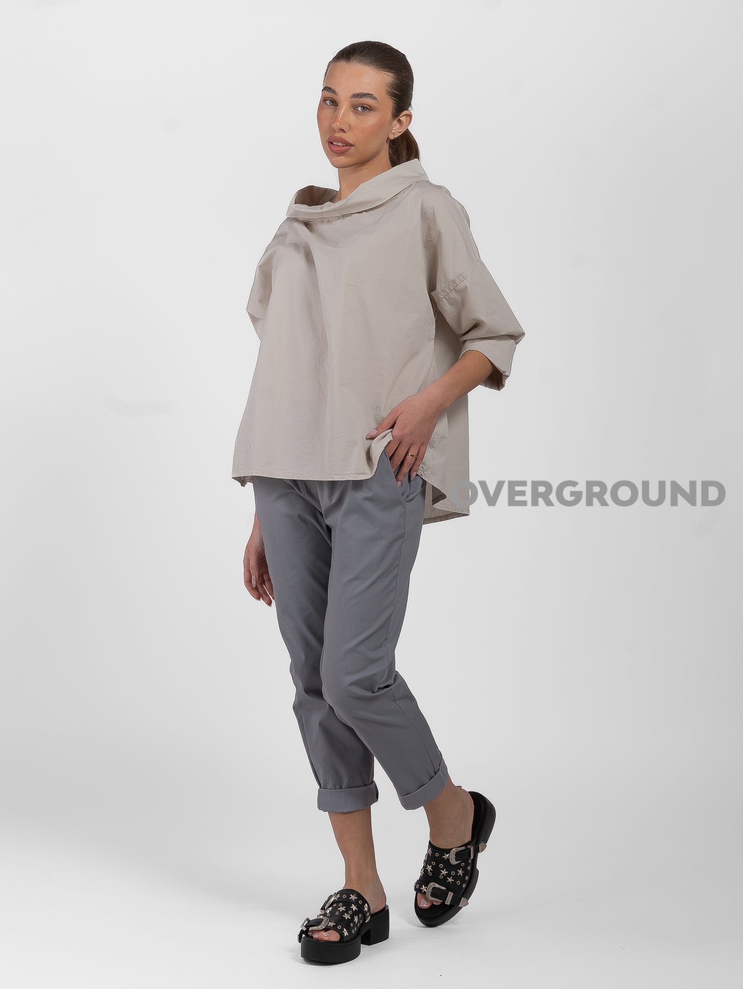 BLUSA COLLO A BARCA LEGGERA MANICHE LUNGHE - OVERGROUND STORE