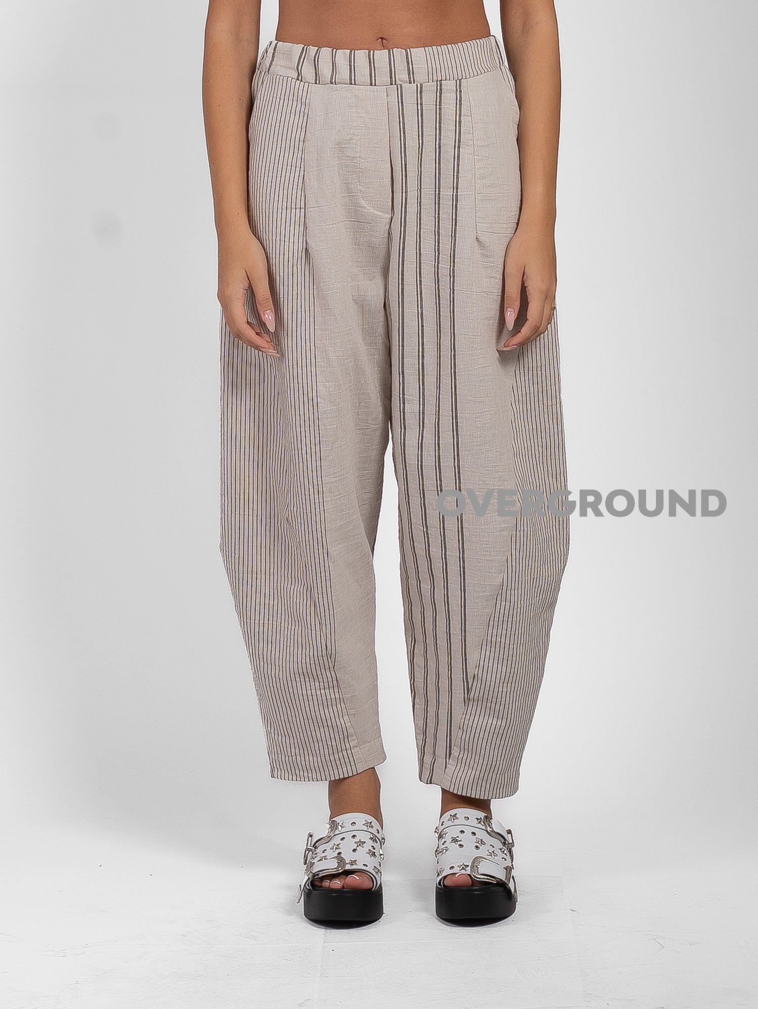 PANTALONE OVER FANTASIA RIGATA CON CUCITURE
