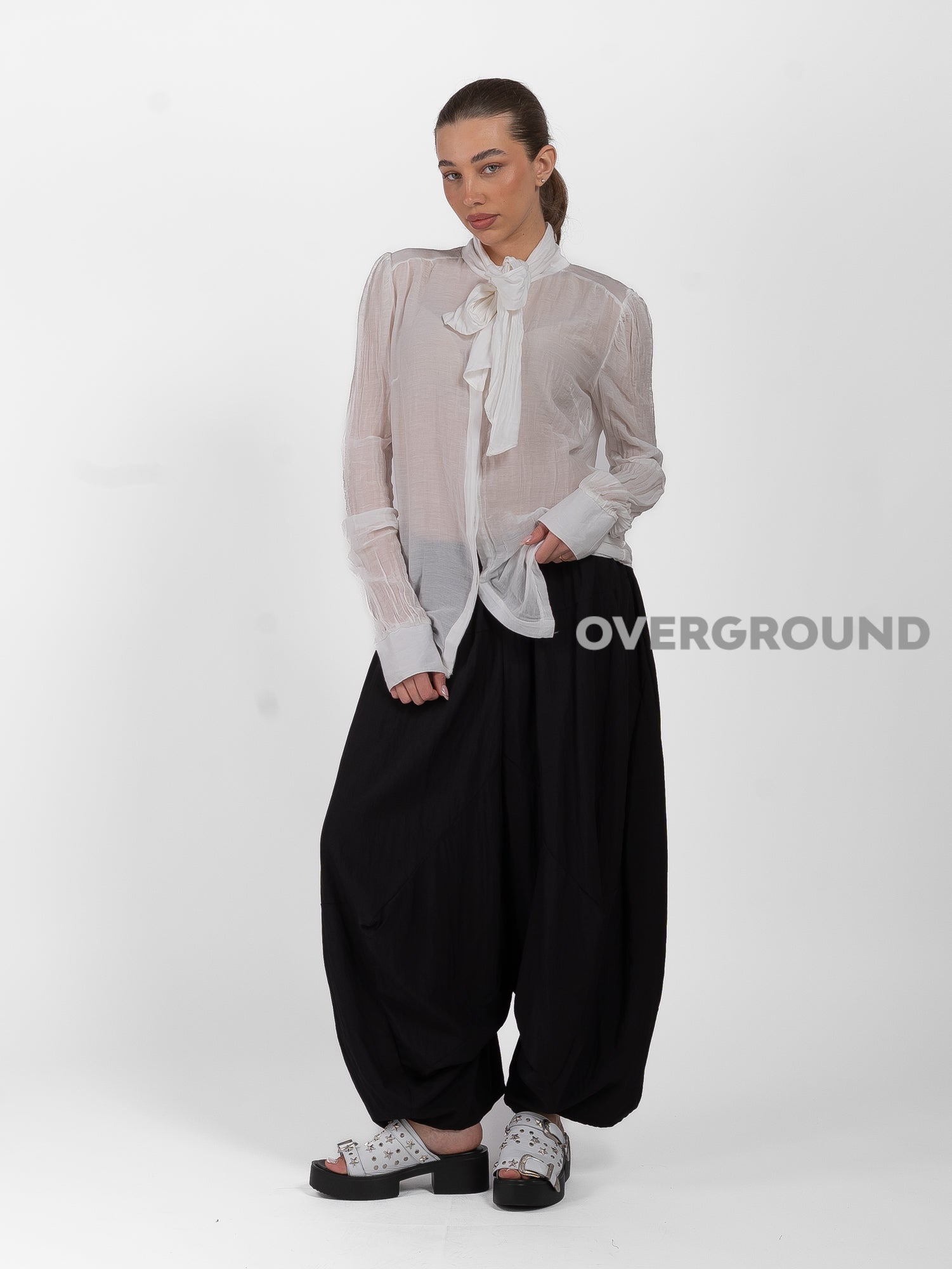 CAMICIA COLLO COREANA CON CHIUSURA ANNODATA - OVERGROUND STORE