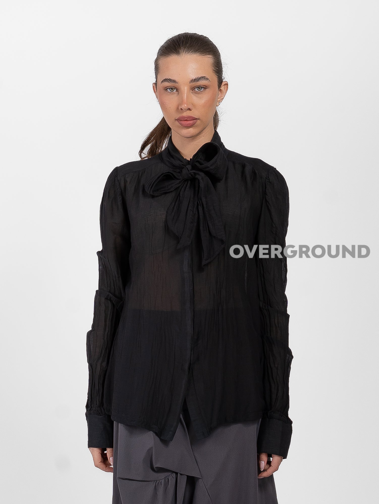 CAMICIA COLLO COREANA CON CHIUSURA ANNODATA - OVERGROUND STORE