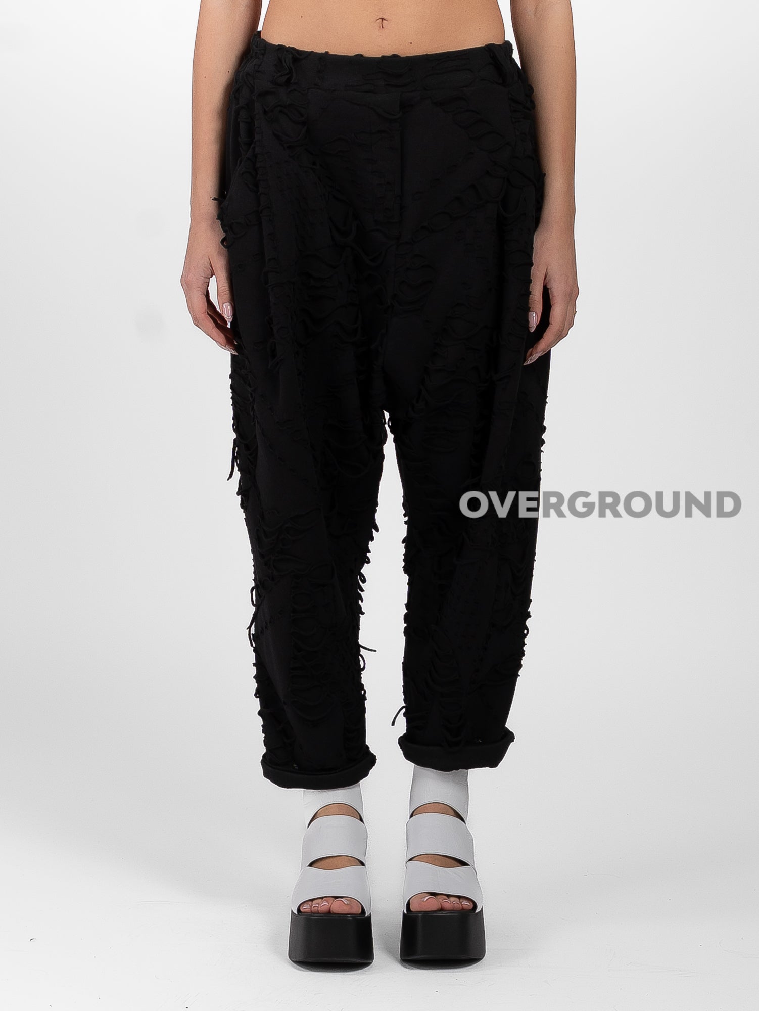 PANTALONE CAVALLO BASSO CON TESSUTO LAVORATO - OVERGROUND STORE