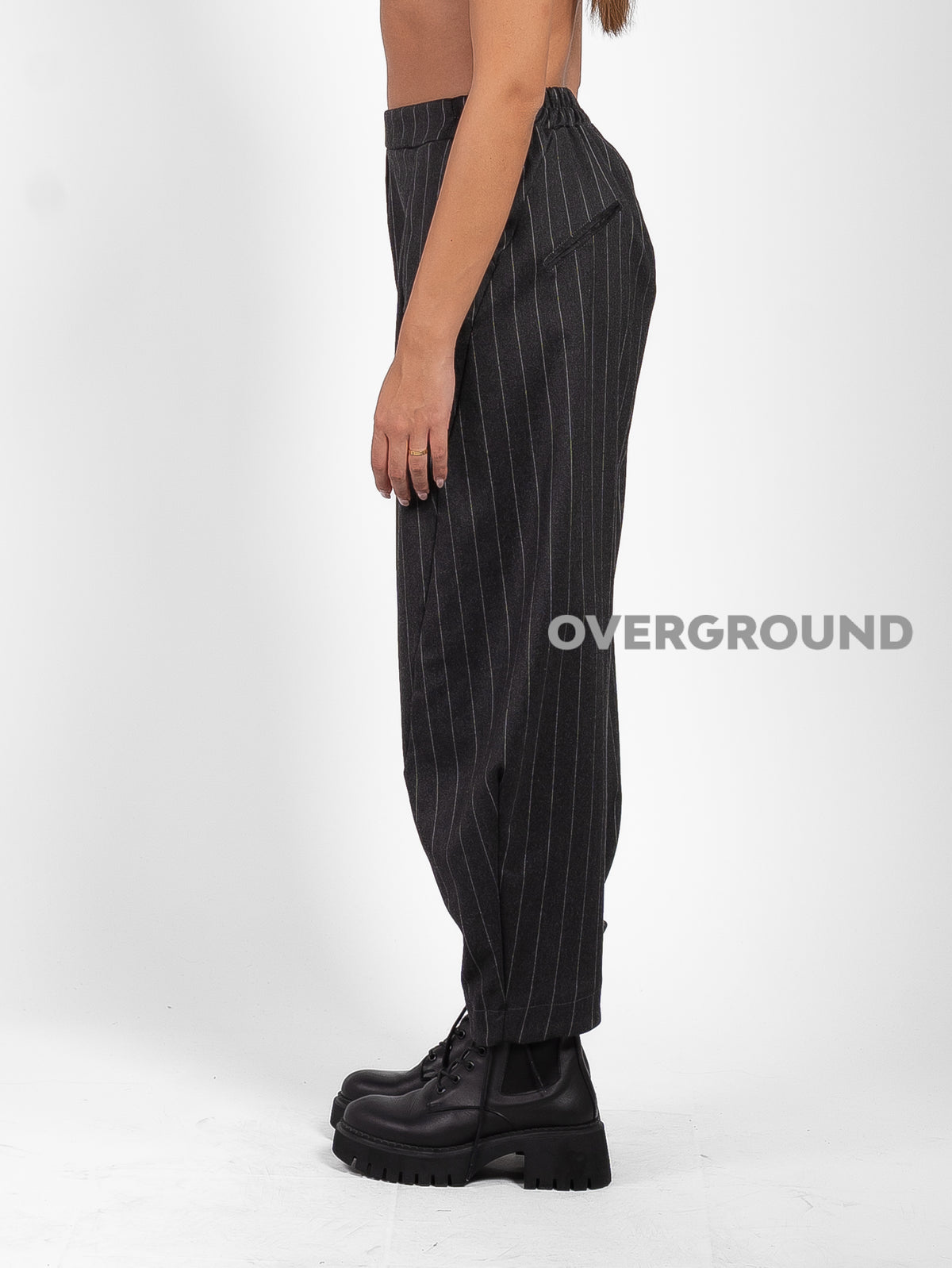 OVERSIZED STRIPED TROUSERS WITH STITCHING ON THE LEG