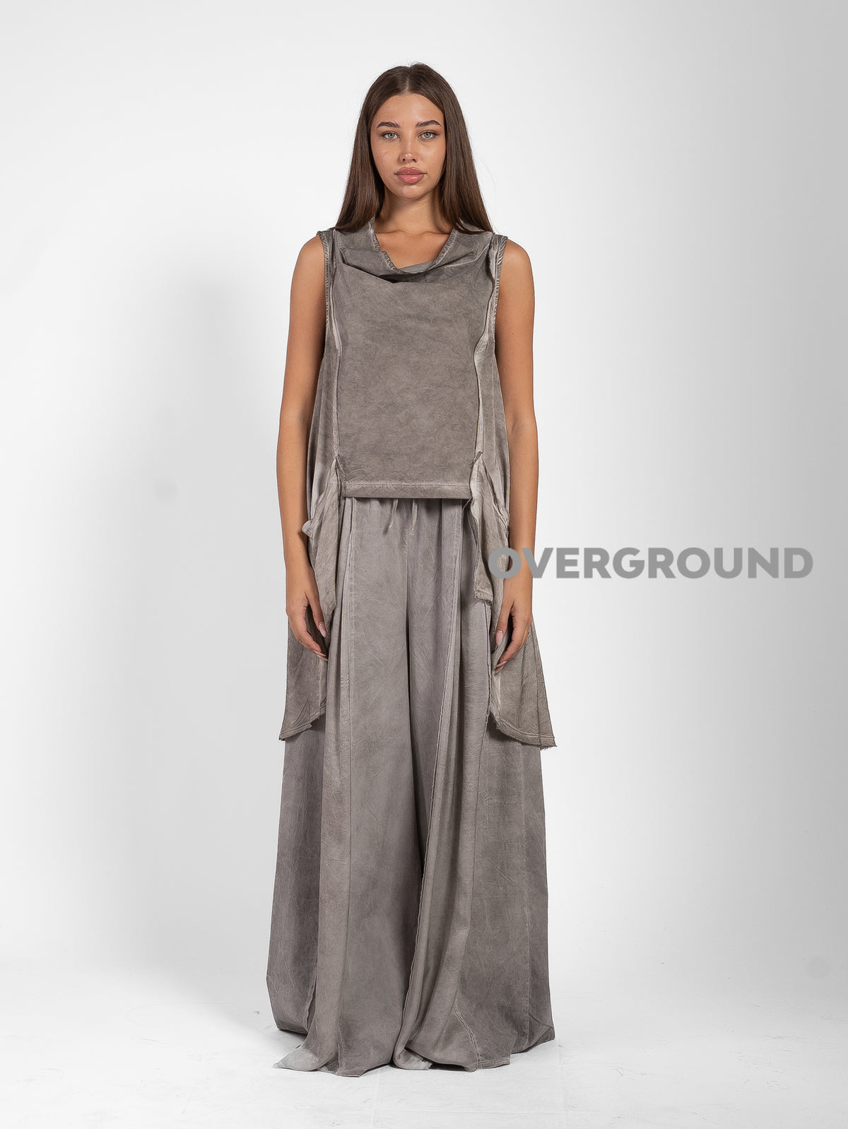 PANTALONE OVER GAMBULE LARGO DOPPIO TESSUTO VELATO