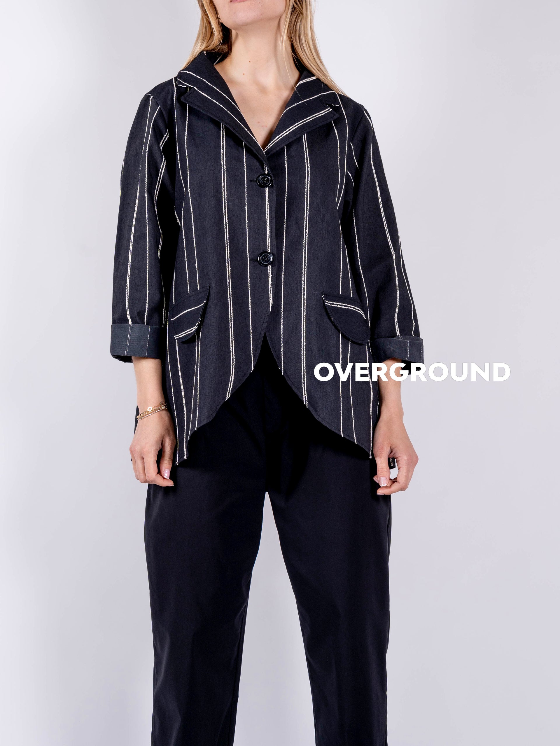 GIACCA RIGATA OVER CON DUE BOTTONI - OVERGROUND STORE